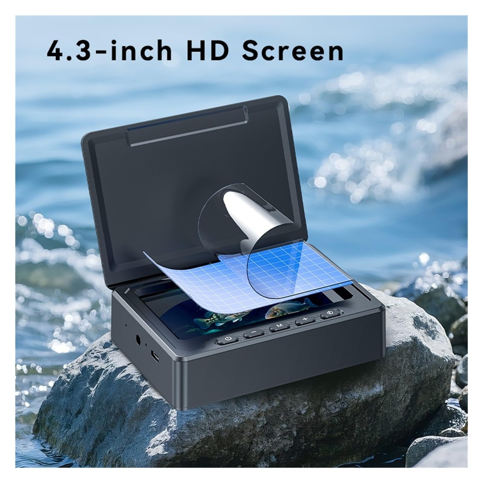 Telecamera Subacquea, Ecoscandaglio Portatile for Pesci Acqua LCD da 4,3 Pollici Fotocamera Subacquea Pesca 220° Batteria 2000 mAh 20 m