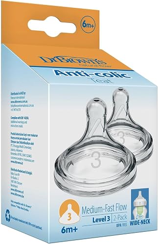 Dr. Brown's Level 3 Wide-Neck Silicone Options+ Nipple, 2-Pack