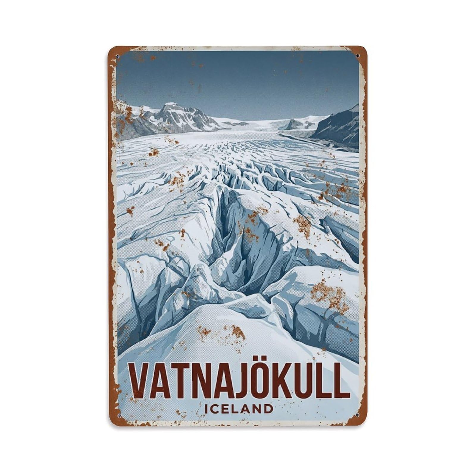 Vintage Travel Vatnajokull Iceland Icecap Metal Tin Sign