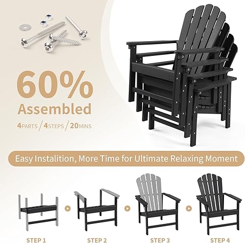 Miniatura 8 de Silla Adirondack apilable, sillas para hogueras de polietileno de alta densidad que ahorran espacio para todo tipo de clima, para patio al aire libre
