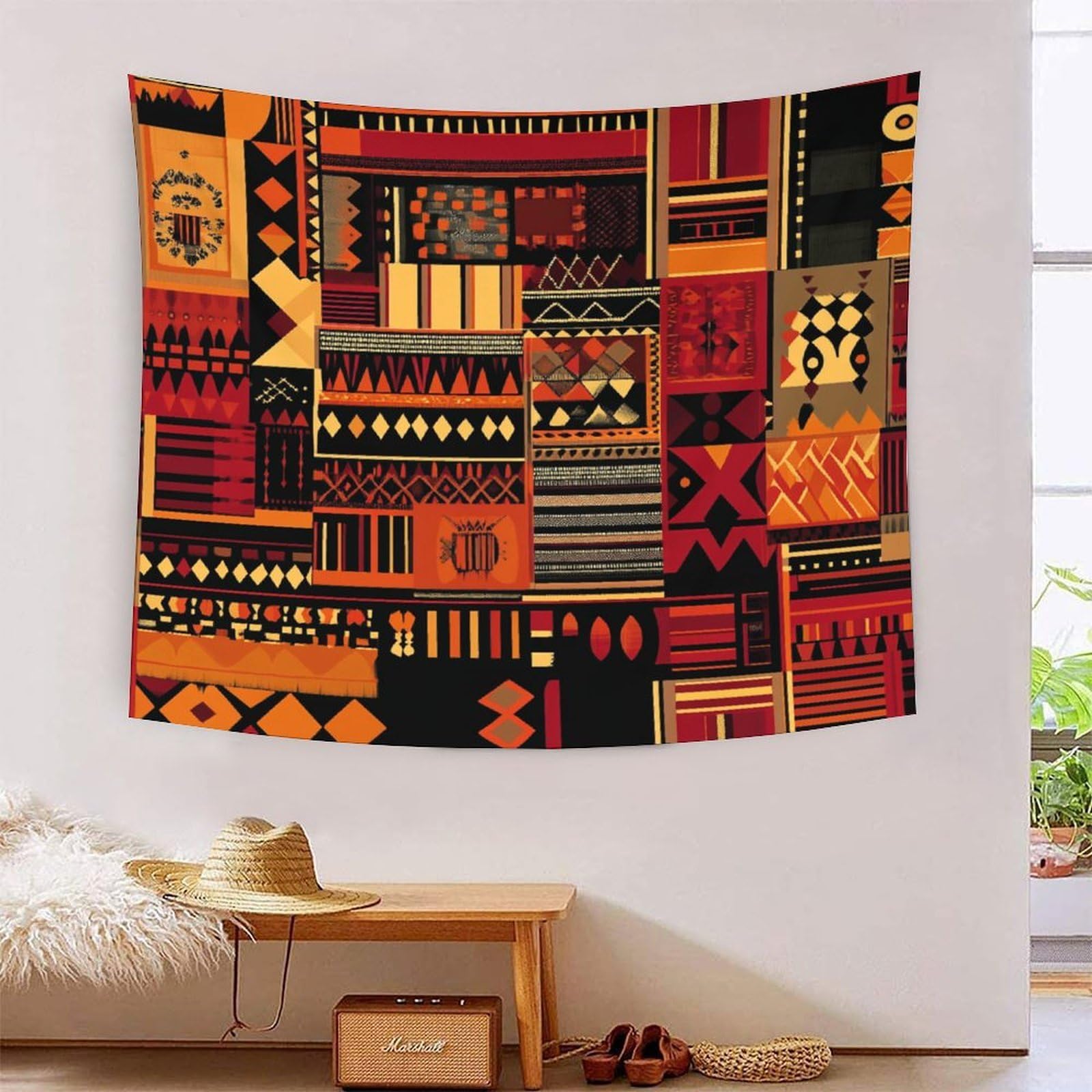 kaiyun Forme Geometriche e Organiche Parete Arazzo Da Parete Con Arte Murale Decorazioni Per La Casa Per Il Dormitorio Della Camera Da Letto (Tradizionale africano Arte,180cmx230cm)