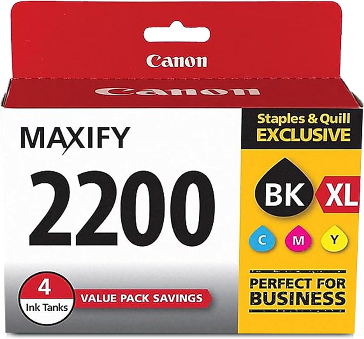 Canon PGI-2200 XL Genuine Four Color Value Pack, Compatible with MAXIFY: IB4120, MB5120, MB5420, IB4020, MB5020, and MB5320 (Optional) Printers