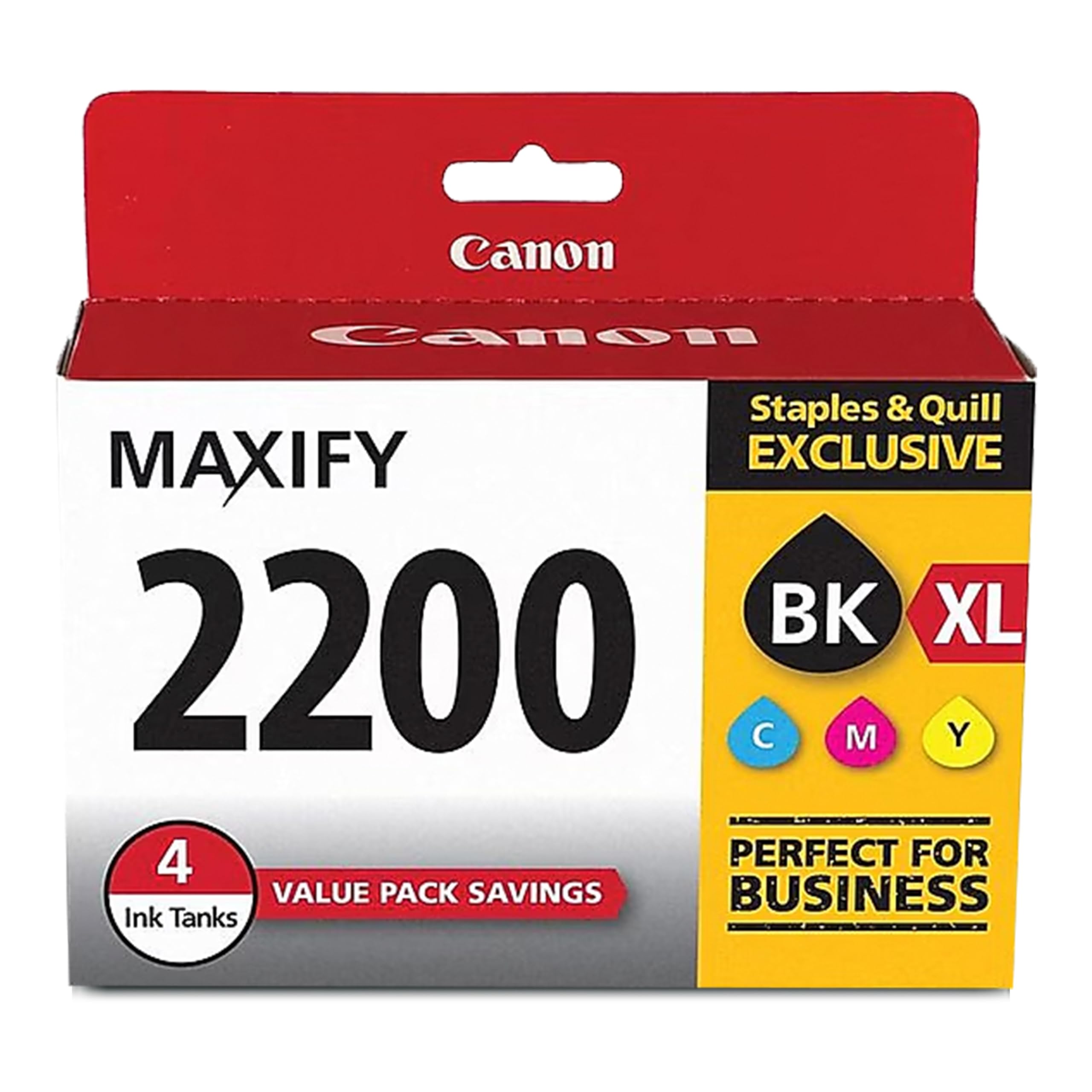 Canon PGI-2200 XL Genuine Four Color Value Pack, Compatible with MAXIFY: IB4120, MB5120, MB5420, IB4020, MB5020, and MB5320 (Optional) Printers