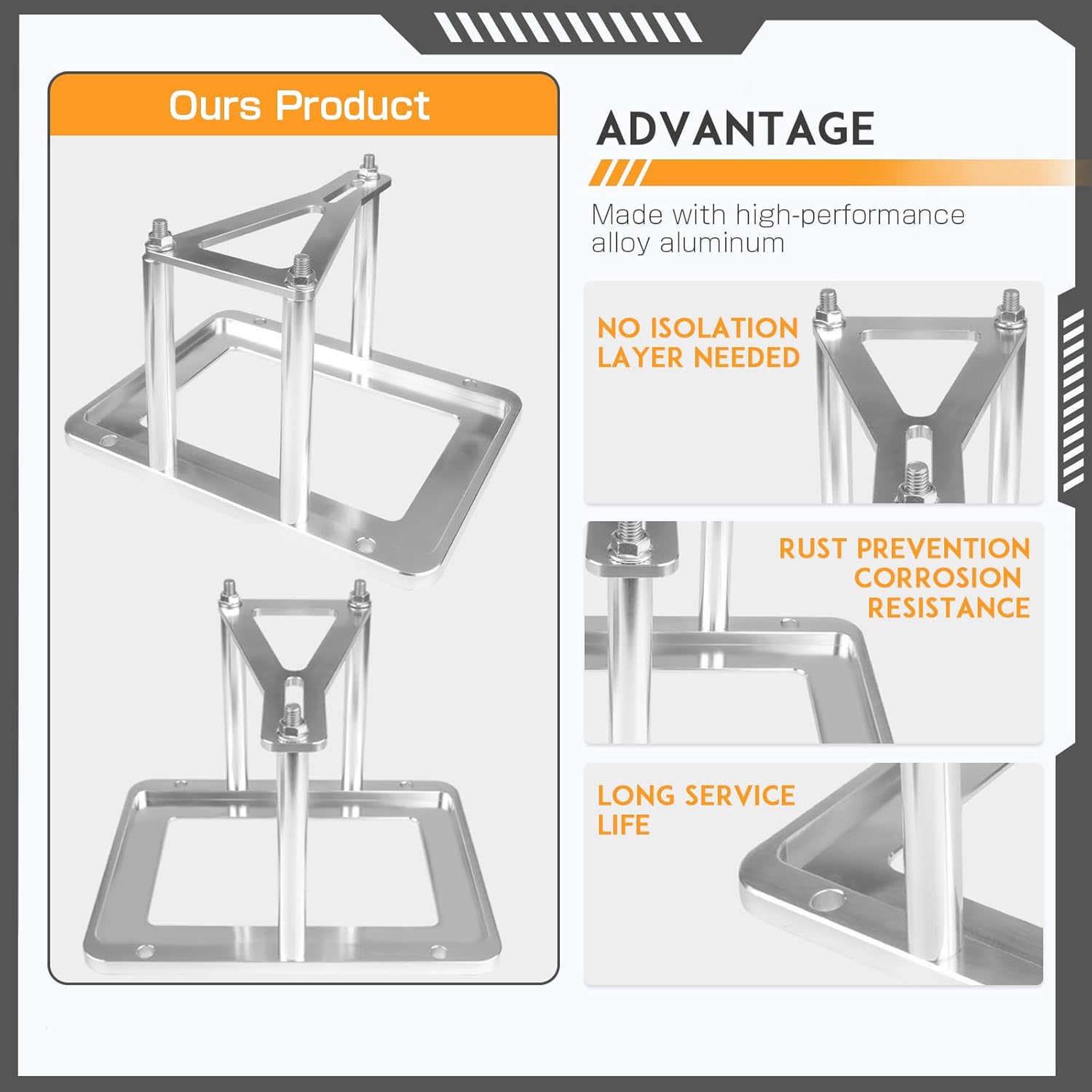 universal battery tray hold down Relocation Billet Box compatible with Optima Red Yellow Blue Top 34 34/78 D34 D34/78 34M D34M aluminum billet