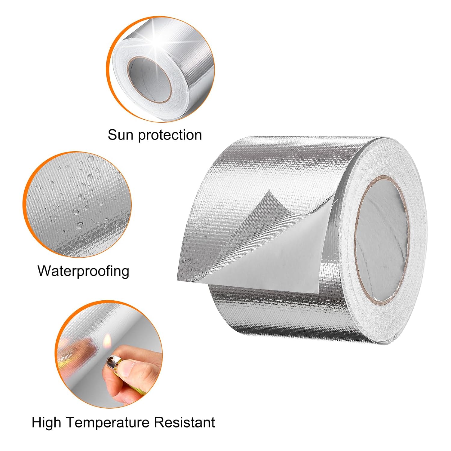 HARFINGTON Heat Shield Tape 3.14" x 164 ft Waterproof Sunscreen Sound Insulation High-Temperature Resistance Silver Aluminum Tape Thickness for Automotive Repairs