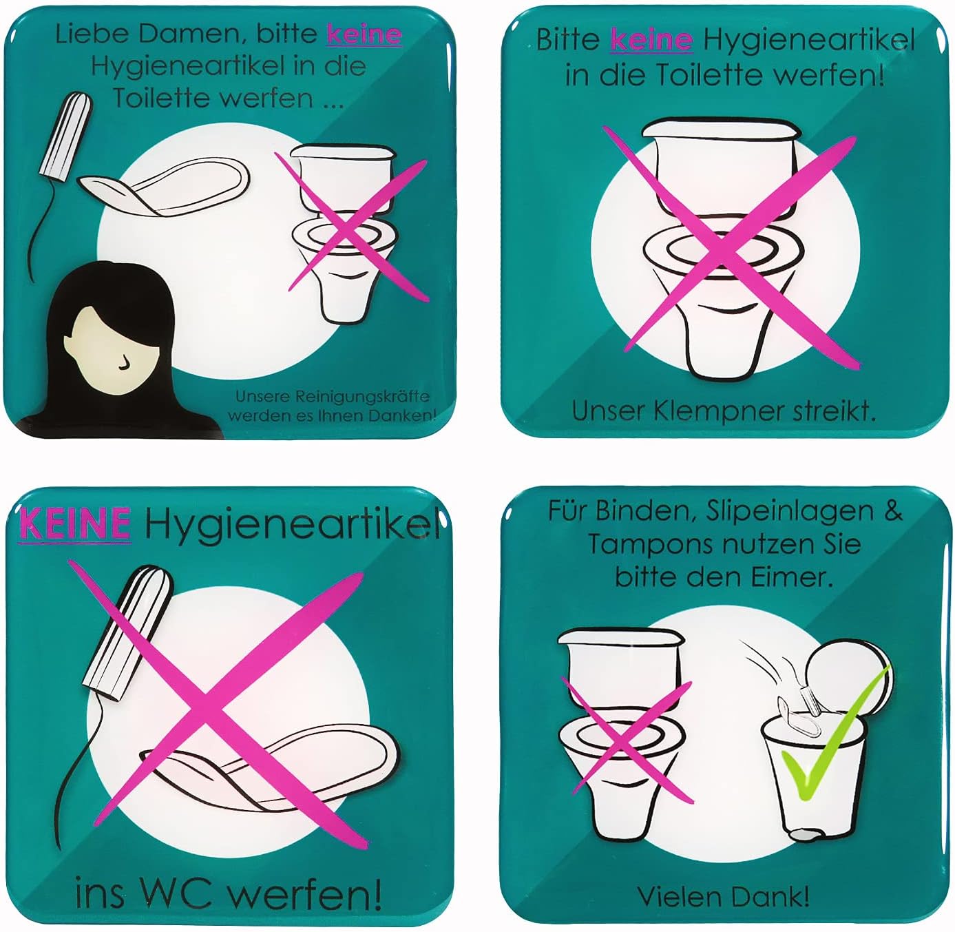 Toilettenaufkleber Set - 4 Stück 'Bitte Nichts Werfen' Für Klare Hinweise
