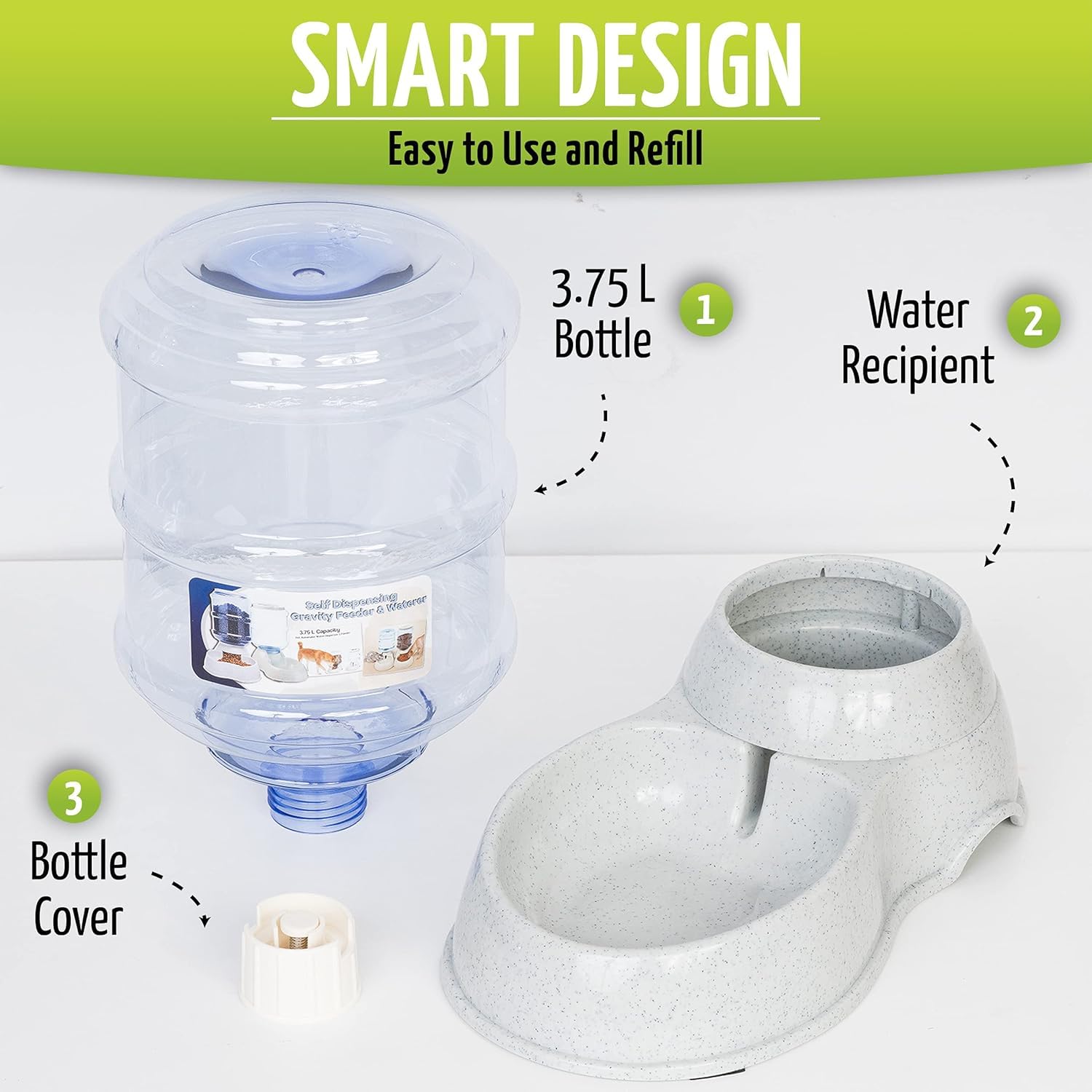 ZONETECH Pet Water Dispenser- Premium Quality Durable Self-Dispensing Gravity 3.7 Liters Capacity Suitable for Medium and Large-Sized Cats and Dogs