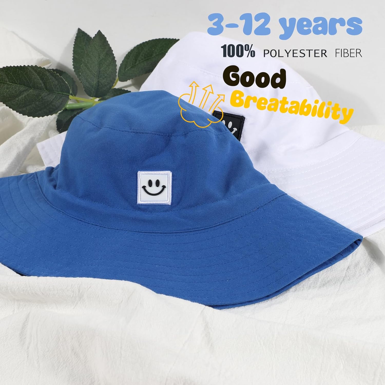 Kids Sun Hat Smile Face Bucket Hat for Toddler Girls Boys UPF 50+ Sun Protection Toddler Summer Hats - Image 3