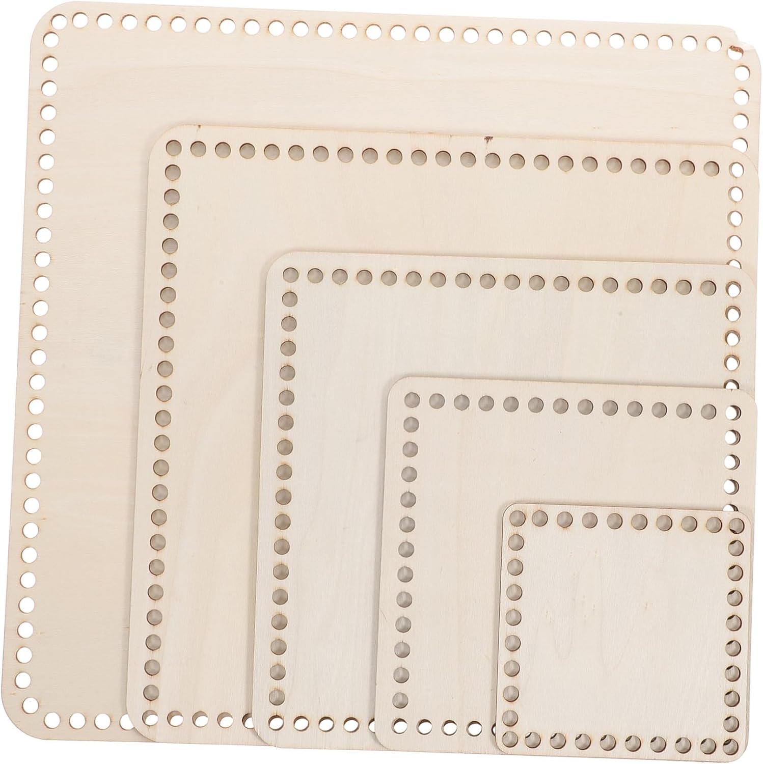 KONTONTY Crochet Accessories Supplies 5pcs Blank Crochet Basket Wood Base Knitting Wood Bottom for Basket