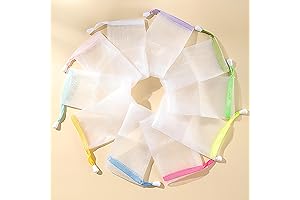 10-Piece Exfoliating Mesh Soap Pouches: Double-Layered Foam Net Soap Saver Sacks with Drawstrings