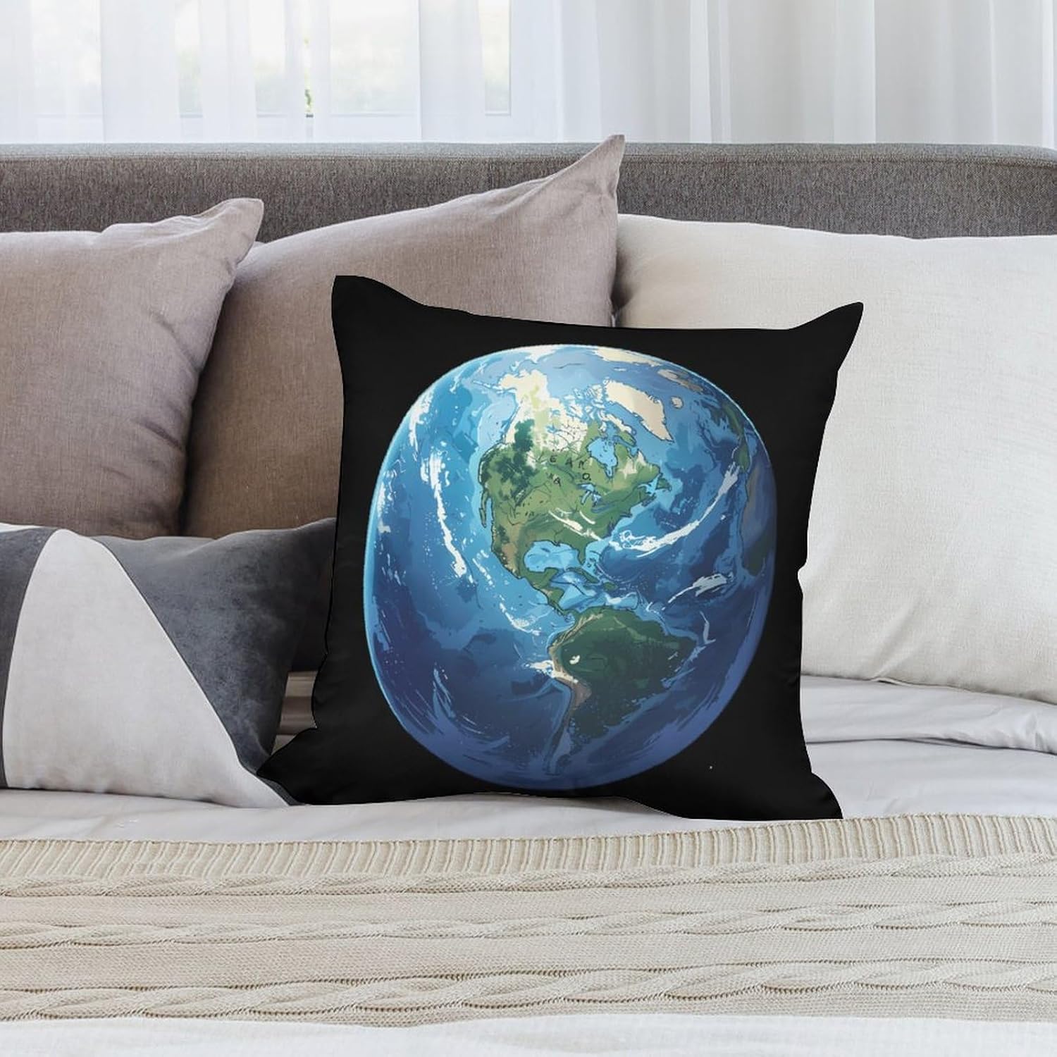 Earth Printed Throw Pillow Case 4 Pcs Soft Pillowcases Pillows Covers Sofa Bed Decor 12/14/16/17/18/20/22/24/32 Inches
