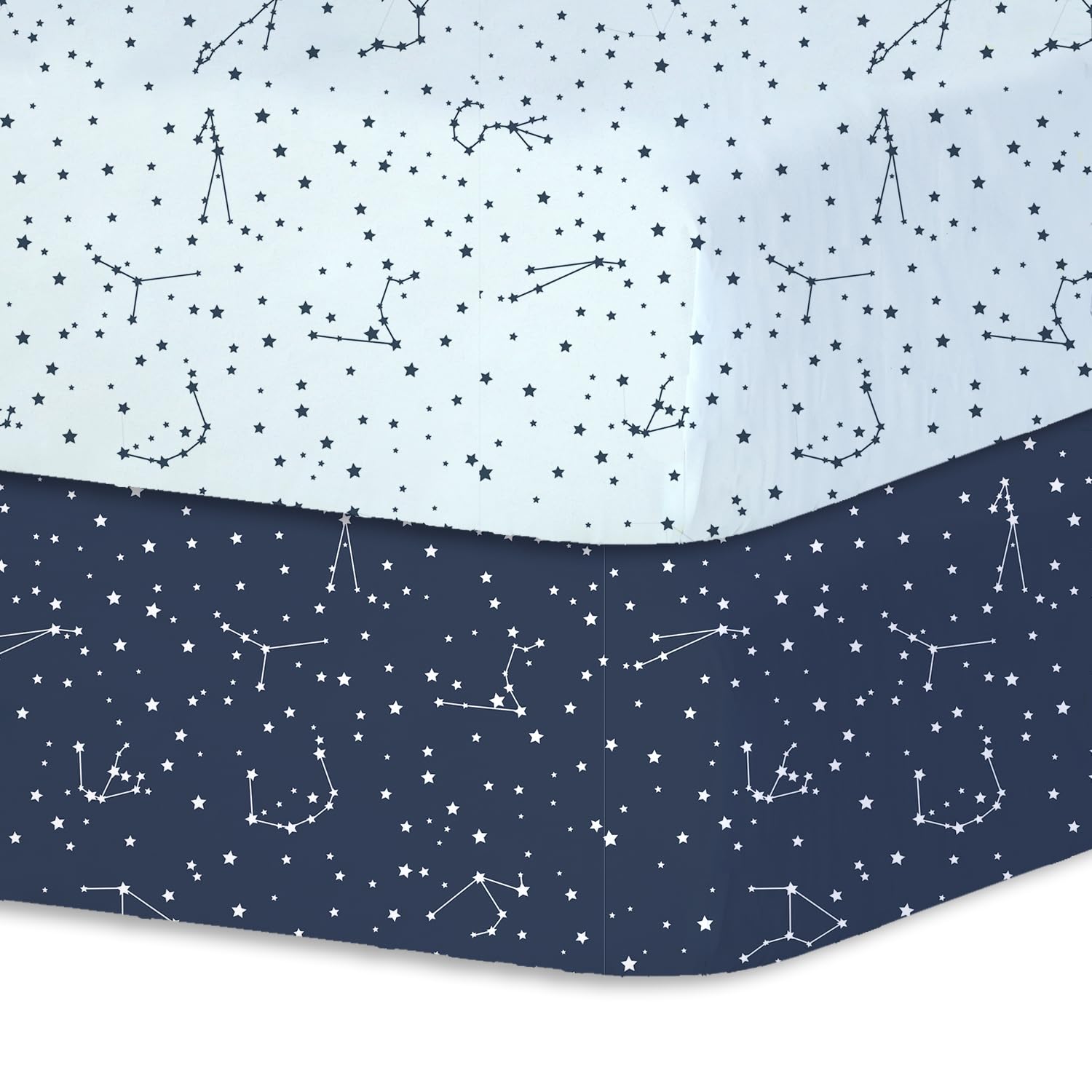 Little Grape Land Juego de 2 Sábanas Ajustables para Cuna 70x140 cm, 100% Algodón con Certificación Oeko-Tex®, Adecuadas para Colchón y Cama Infantil, Unisex para Bebé, Celeste