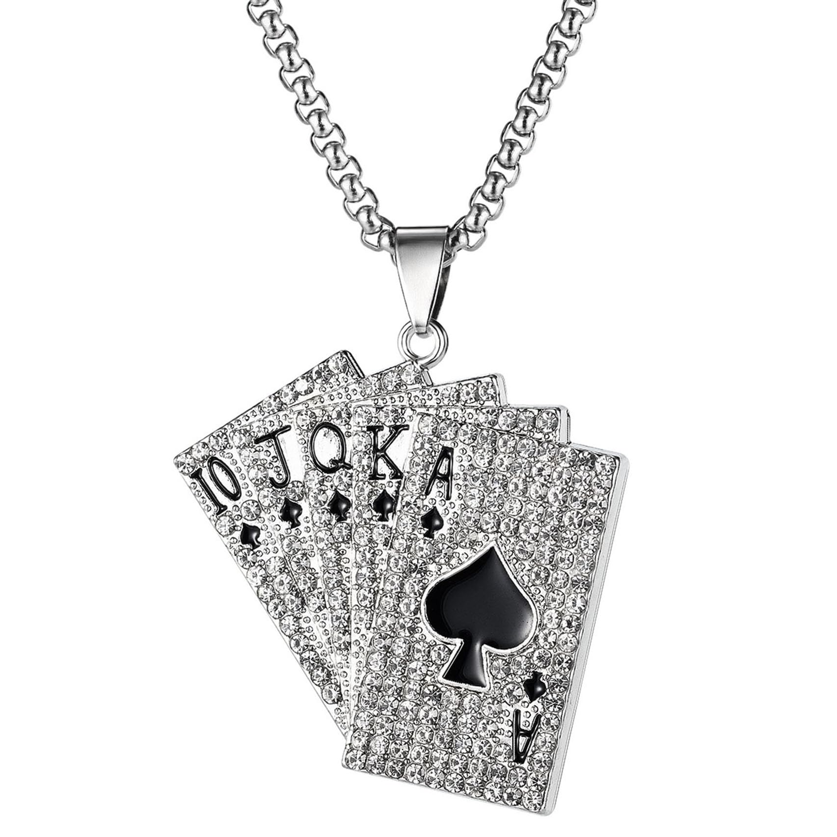 rcw Men Pendant Playing Card Poker Locket with Stainless Steel Silver Neck Chain For Boy | Couple Gifts Set | Boyfriend Girlfriend Lockets | Pendant Set for Women & Girls-picture-54