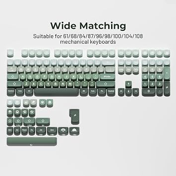 HITIME XVX Yeşil MOA Keycaps, PBT Özel Keycaps Yüzde 75, Özel Anahtar Kapakları Boya Süblimasyonu, Mekanik Klavye için Klavye Tuş Takımı