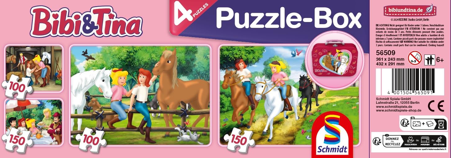 Schmidt - Bibi & Tina Puzzle Box, Valigetta di Metallo, 2 x 100 Pezzi/2