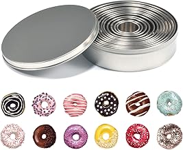Cortadores redondos de biscoito, 12 peças de aço inoxidável redondo biscoitos cortador de biscoitos moldes de metal para assar moldes para fondant de massa