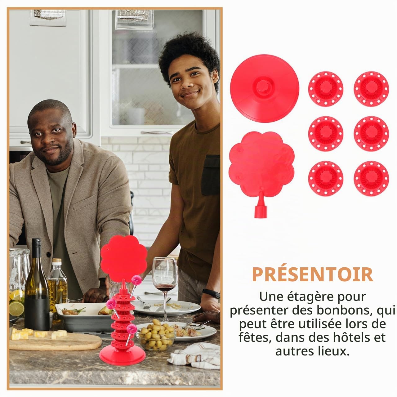 Cabilock Présentoir À Sucettes Réglable 35 Cm Porte-Lollipops En Plastique 12 Emplacements Pour Bonbons Parfait Pour Fête Et Magasinage