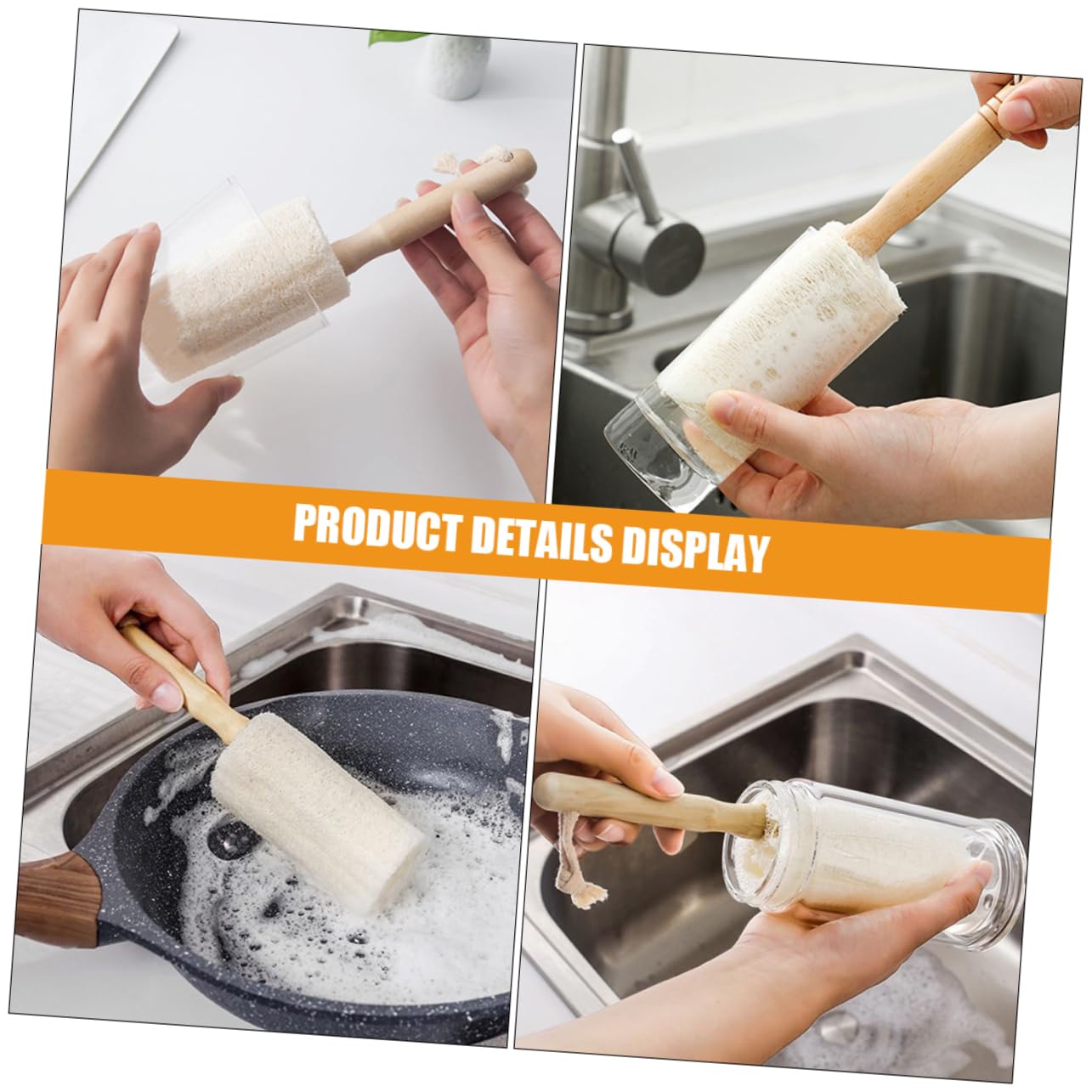 IMIKEYA 3 Set Spazzola Per La Pulizia Della Luffa Spazzola Per La Pulizia Delle Pentole Scovolino Da Cucina Detergente Per Bottiglie D'acqua Spazzola Da Cucina Di Legno Beige 3 Pezzi * 3