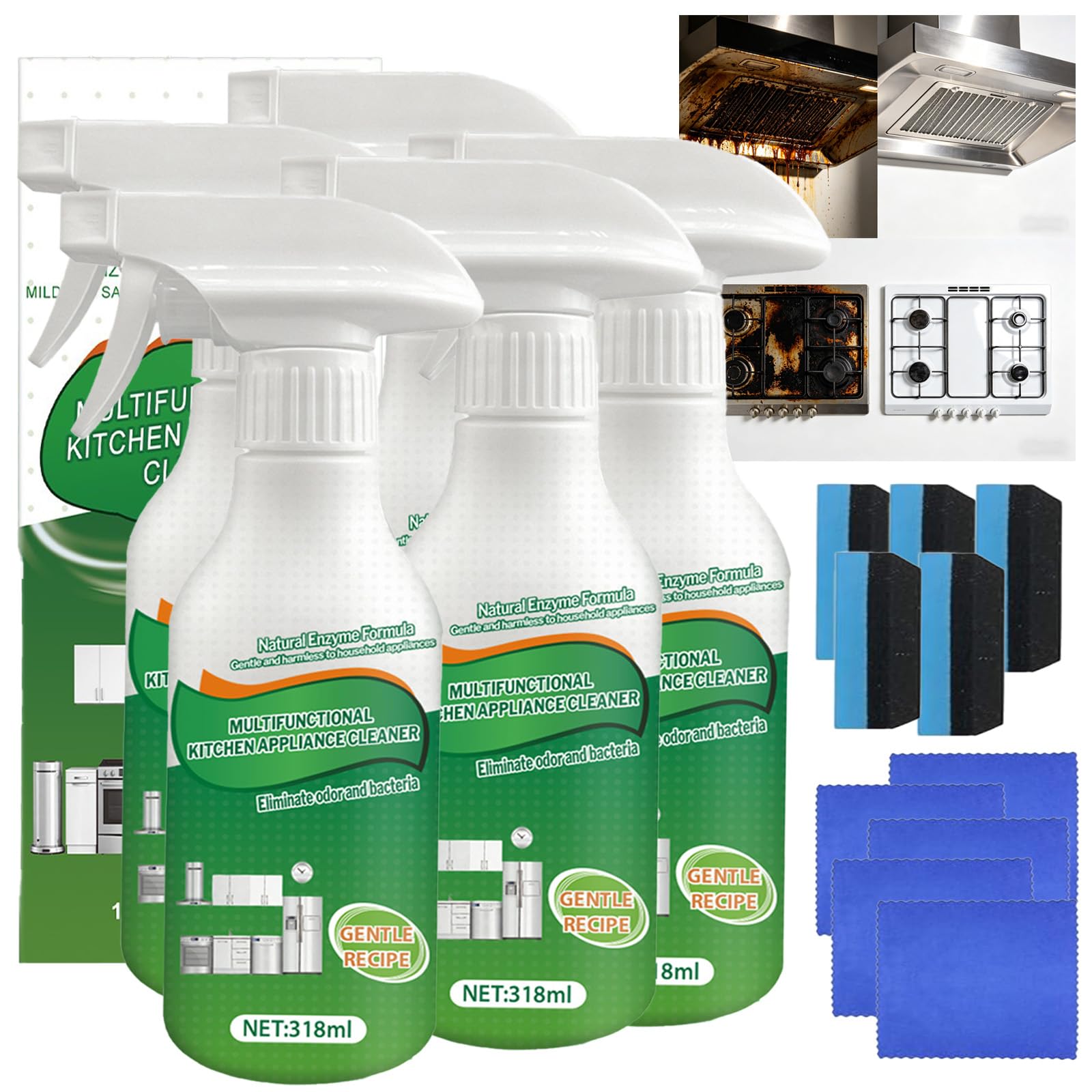 Mehrzweckreiniger, leistungsstarkes Haushaltsgeräte-Reinigungsspray, Backofen- und Grillreinigungsspray, Ölflecken reinigen Küchengerätereiniger, Fettentferner für Holzschränke, Schaumreiniger (5pcs)