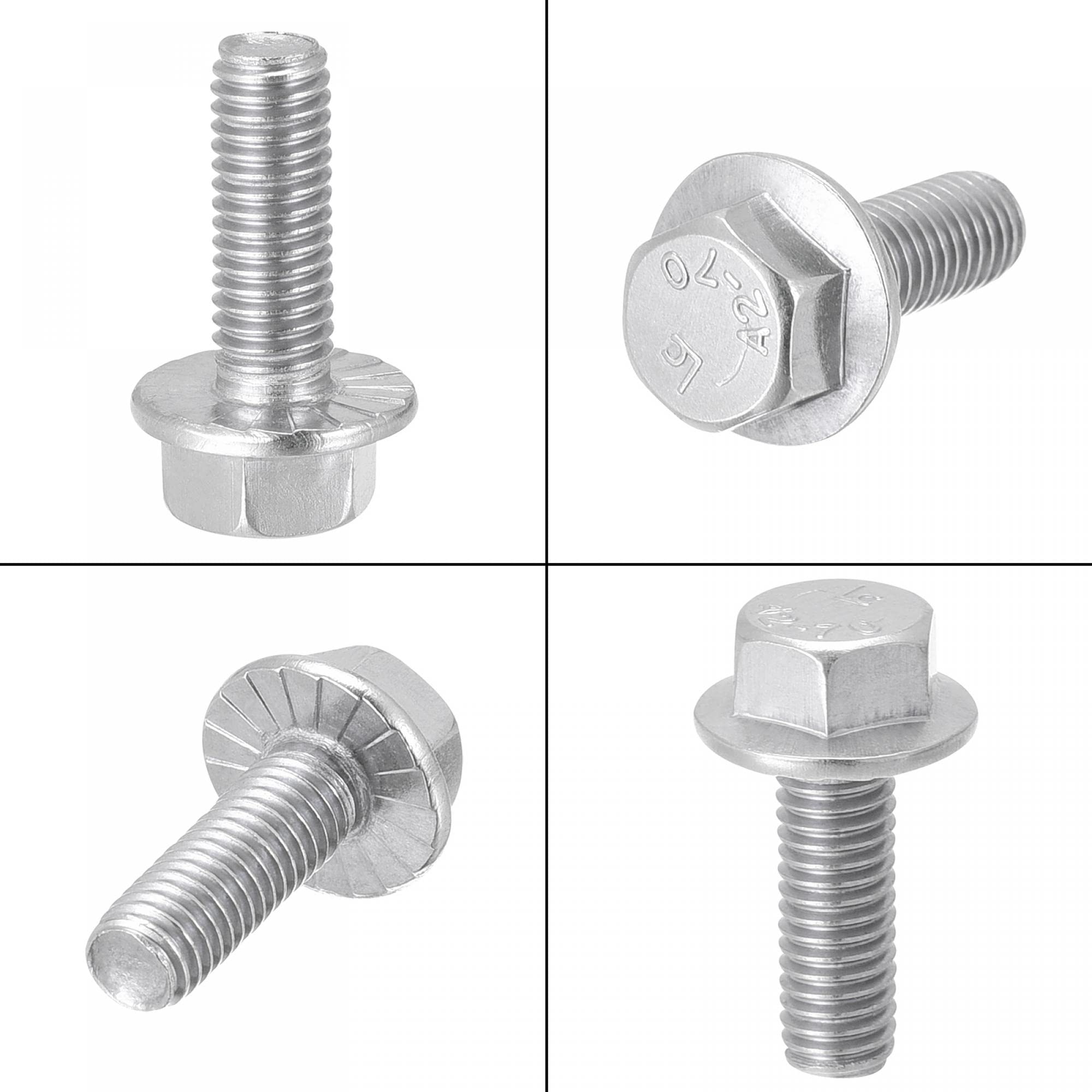 sourcing map Bulloni esagonali con flangia seghettata M5 x 16 mm, filettatura metrica in acciaio inox 304, 25 pezzi