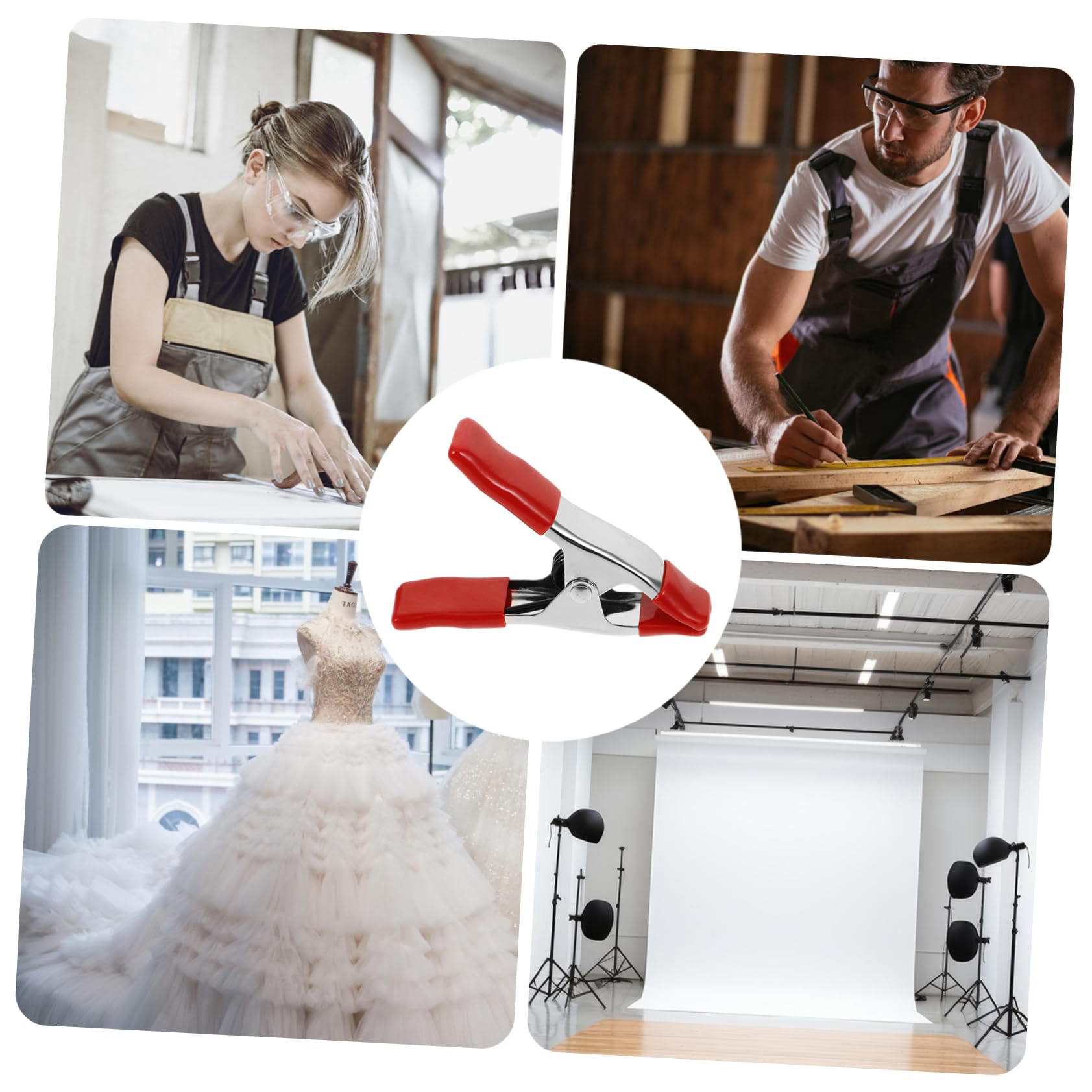 DOITOOL 4 Inch Stainless Steel Spring Clamp Woodworking Clamp Backdrop Clip Heavy Duty for Arch Stand