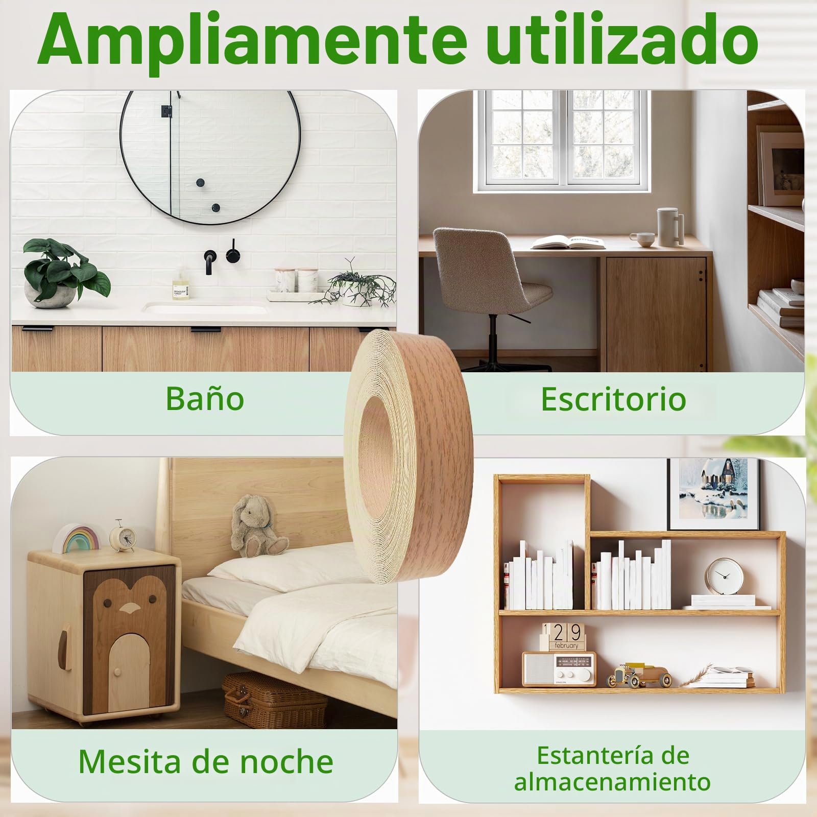 Tira de Canto de Madera Termofusible, Hoja de Restauración de Muebles de Chapa 22 mm x 8 m, Bandas de Borde Termoadhesivas, Chapa de Madera Real, Protección de Bordes
