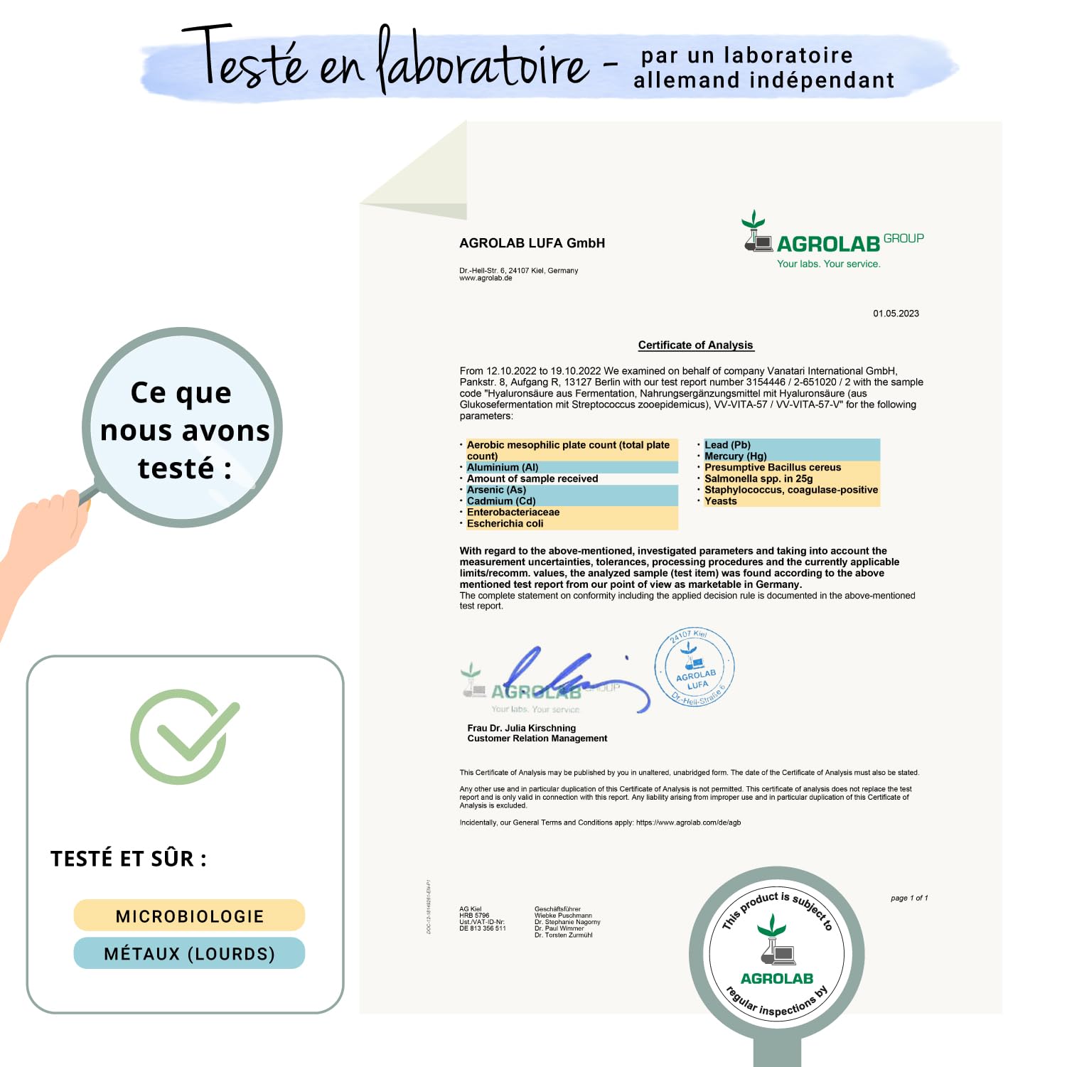 Acide Hyaluronique Pur Vegavero® 600 mg | 100% Naturel | VEGAN & Sans Additifs Artificiels | Anti-âge et Articulations | 60 Gélules