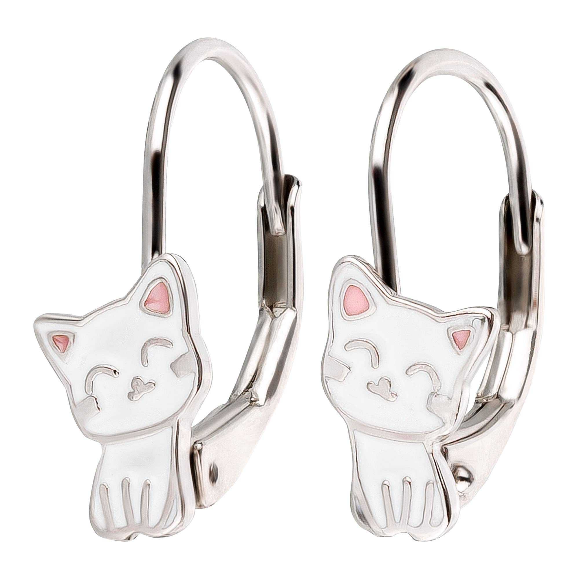 FiVE D - Orecchini da bambina a forma di gatto, in argento 925, Argento sterling