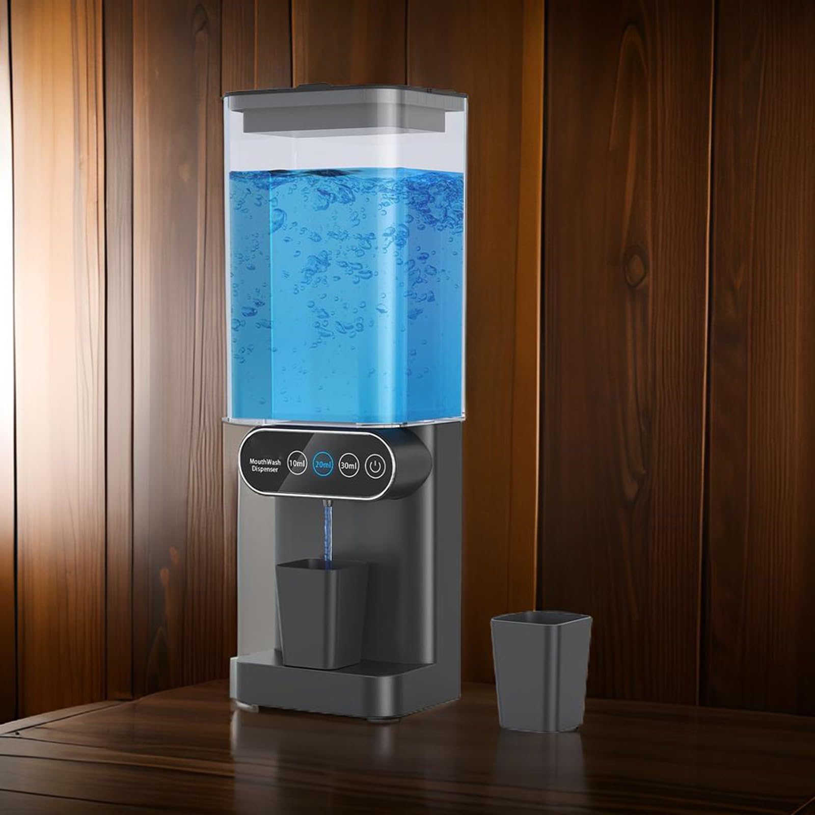 Mundwasserspender mit automatischer Steuerung, 700 ml, berührungsloses elektrisches Wandgerät für Badezimmer mit Magnetbechern, berührungsloser elektrischer Spender