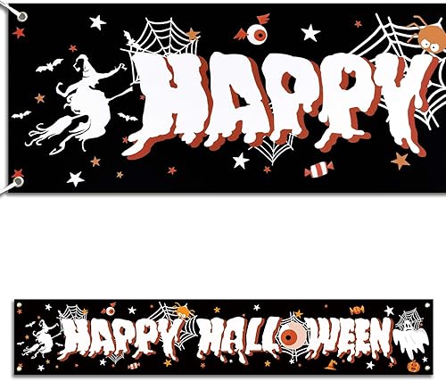 Miniatura 2 de Cartel de Feliz Halloween para fiesta de Halloween, carteles decorativos gigantes del Día de las Hallowmas para celebrar, suministros para valla,