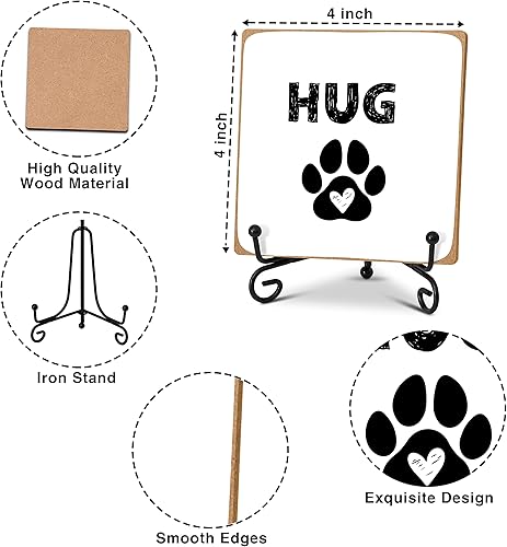 Miniatura 2 de Hug - Placa de madera para decoración de escritorio de oficina en casa con soporte, regalos de duelo por pérdida de mascota, regalos conmemorativos