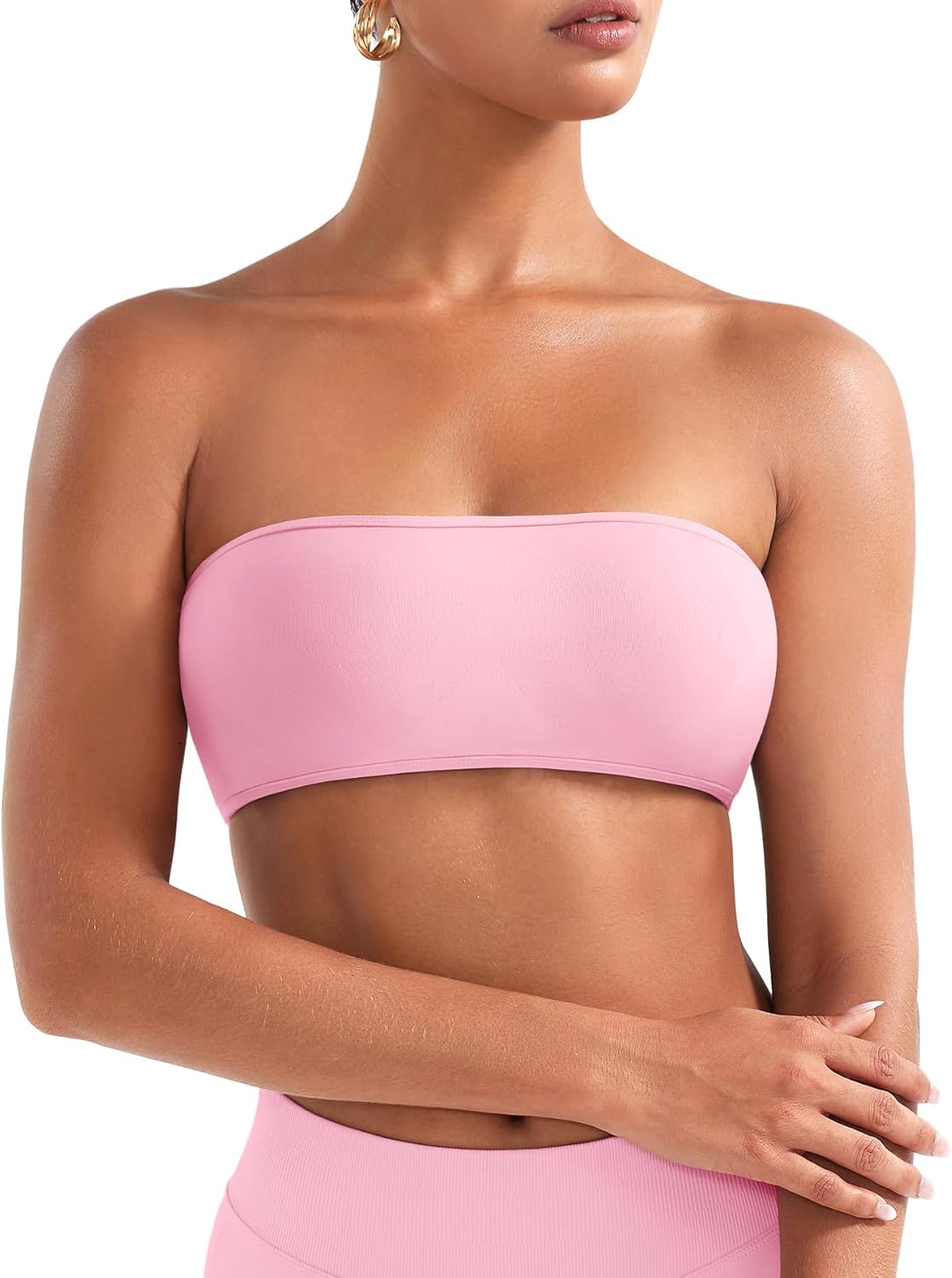 VOYJOY Impact Backless Bandeau Bra Workout Strapless Bandeau Basic Tank Top Adjustable Back - Image 5