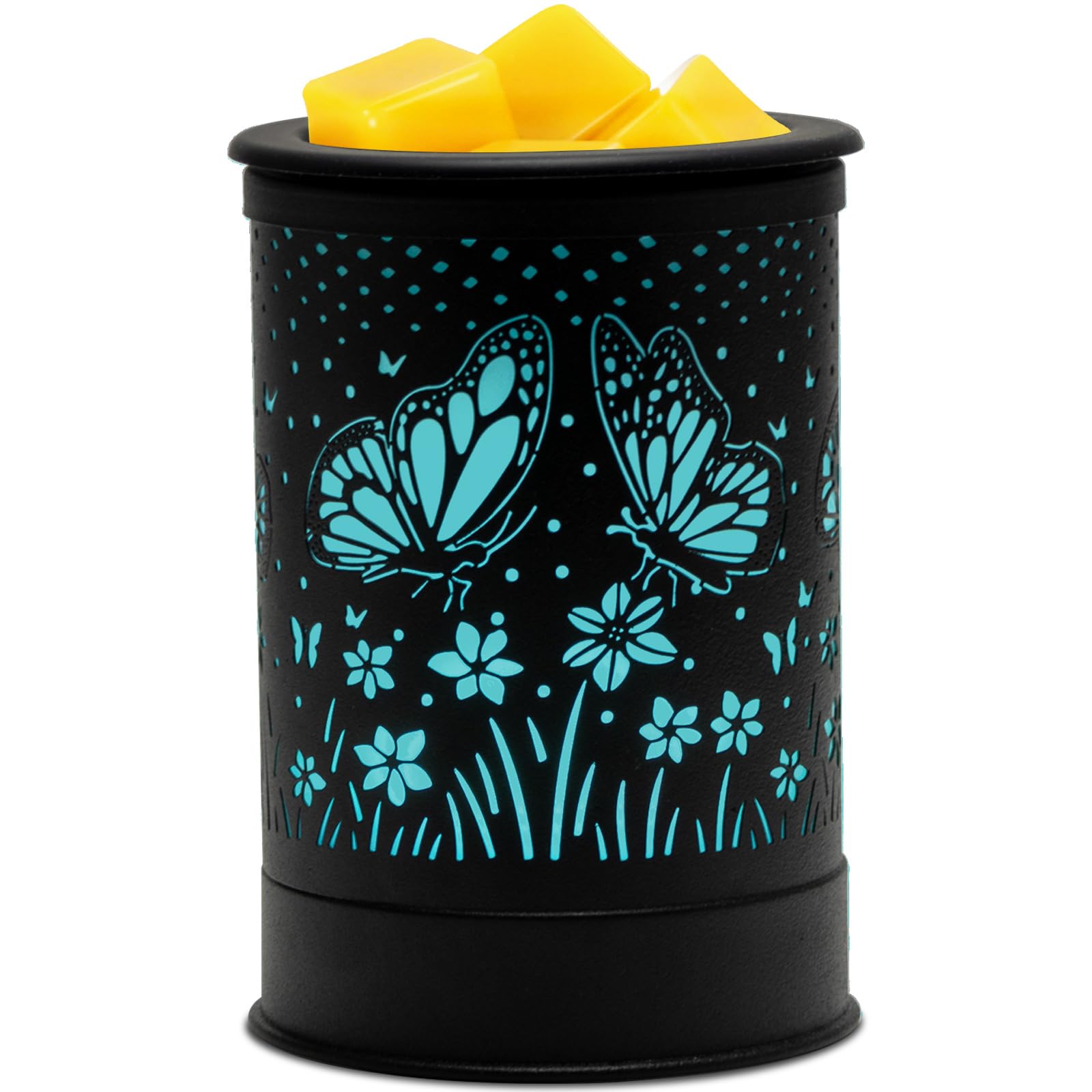 Wax Melt Warmer for Scented Wax -Electric Scented Wax Warmer with 7 Colors LED Light, Stable PTC Heating Wax Melter with Reusable Silicone Tray for