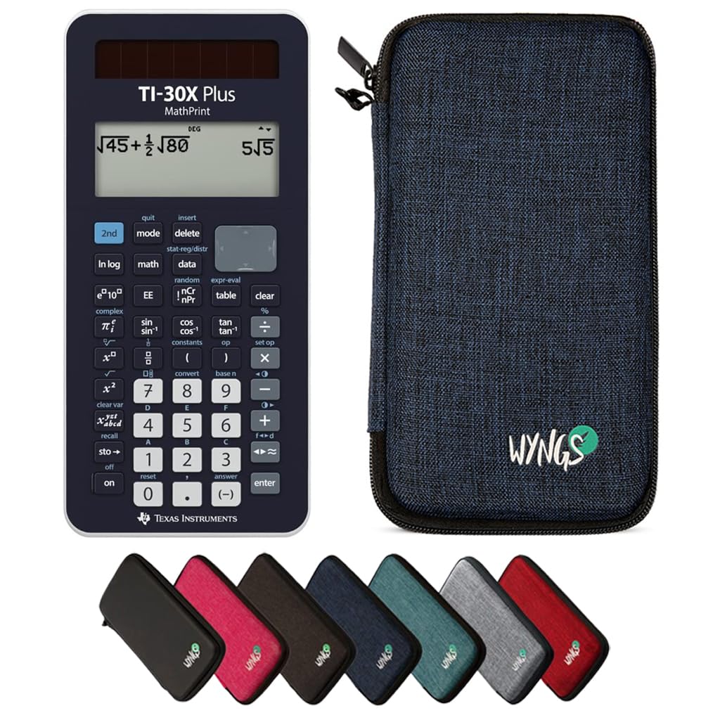 TEXAS INSTRUMENTS CALCUSO Pack économique : TI 30xPlus Mathprint Calculatrice scientifique et technique + étui de protection WYNGS bleu + garantie étendue de CALCUSO