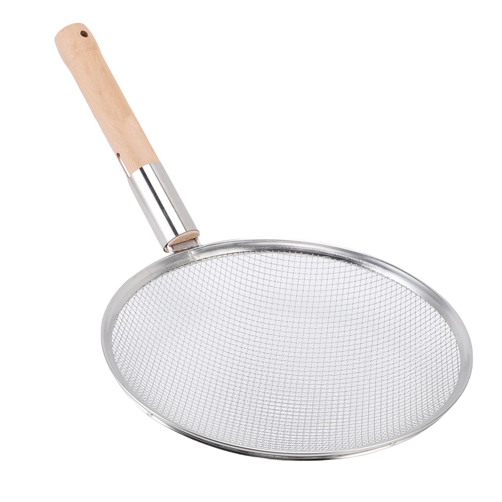 Feinmaschiger Schaumlöffel aus Edelstahl mit Holzgriff Zum Kochen in der Küche zu Hause, 25,4 Cm (30cm)