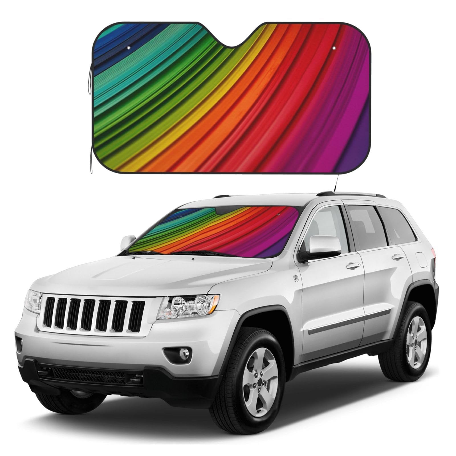 Parasole per parabrezza auto retrò arcobaleno sfumato pieghevole per