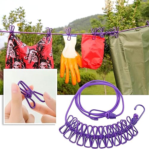 Miniatura 5 de ALINNA Tendedero portátil retráctil, tendedero de viaje con 12 pinzas para la ropa para secar en interiores, accesorios de campamento al aire libre