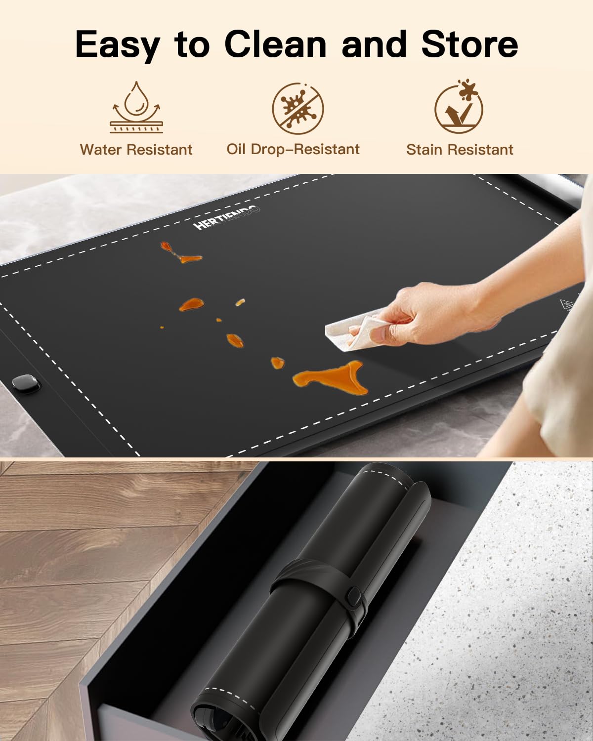 Alfombrilla de calentamiento de alimentos, grafeno mejorado, calentador plegable, almohadilla de alimentos, materiales de silicona compactos, 6 ajustes de calor, calentadores de alimentos