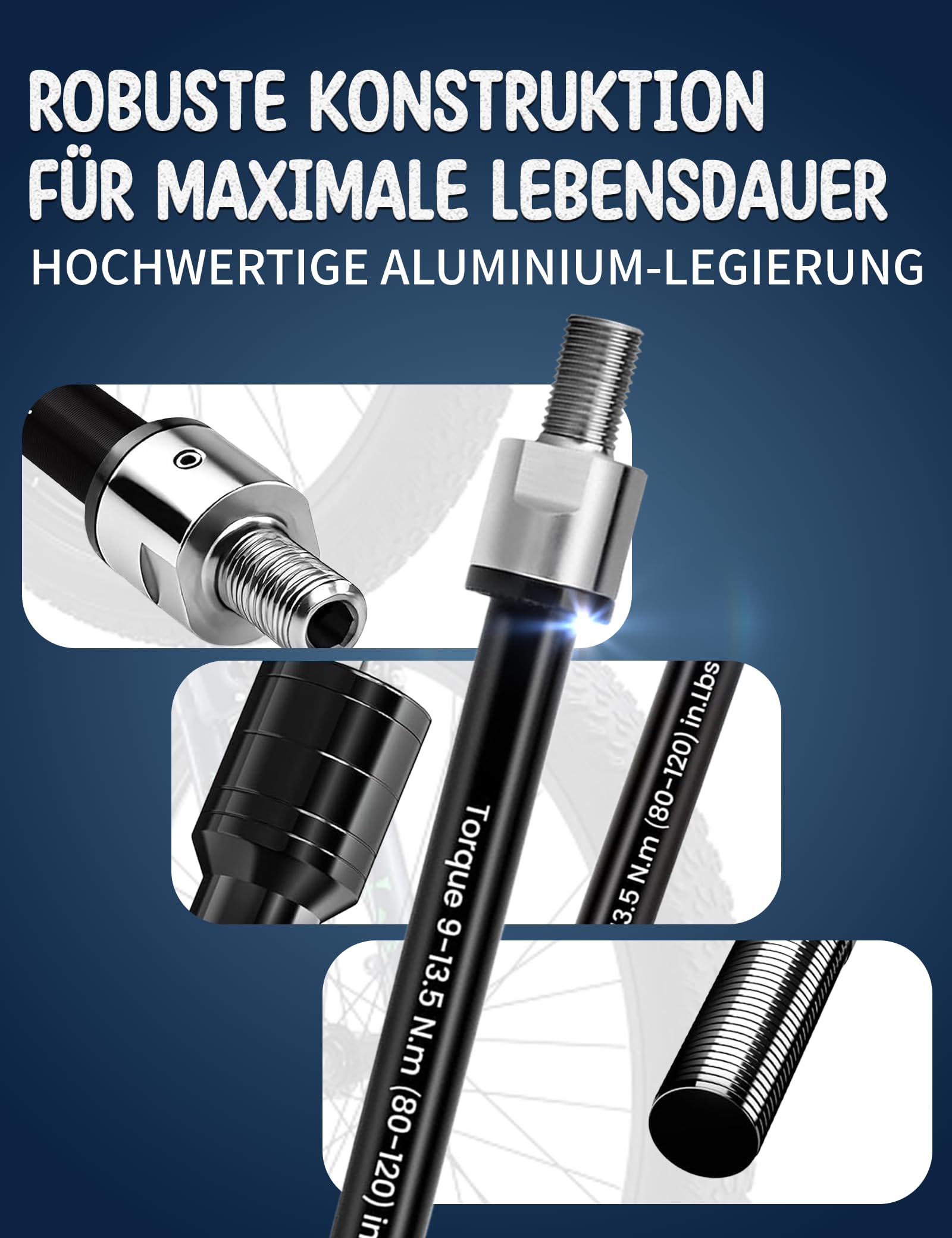 Steckachse Fahrradanhänger Adapter M12, Verstellbar 160-178mm, 3 Gewindearten (1.0/1.5/1.75), Kompatibel mit Thule, Qeridoo, Croozer - Schnellmontage - Robust, Leicht