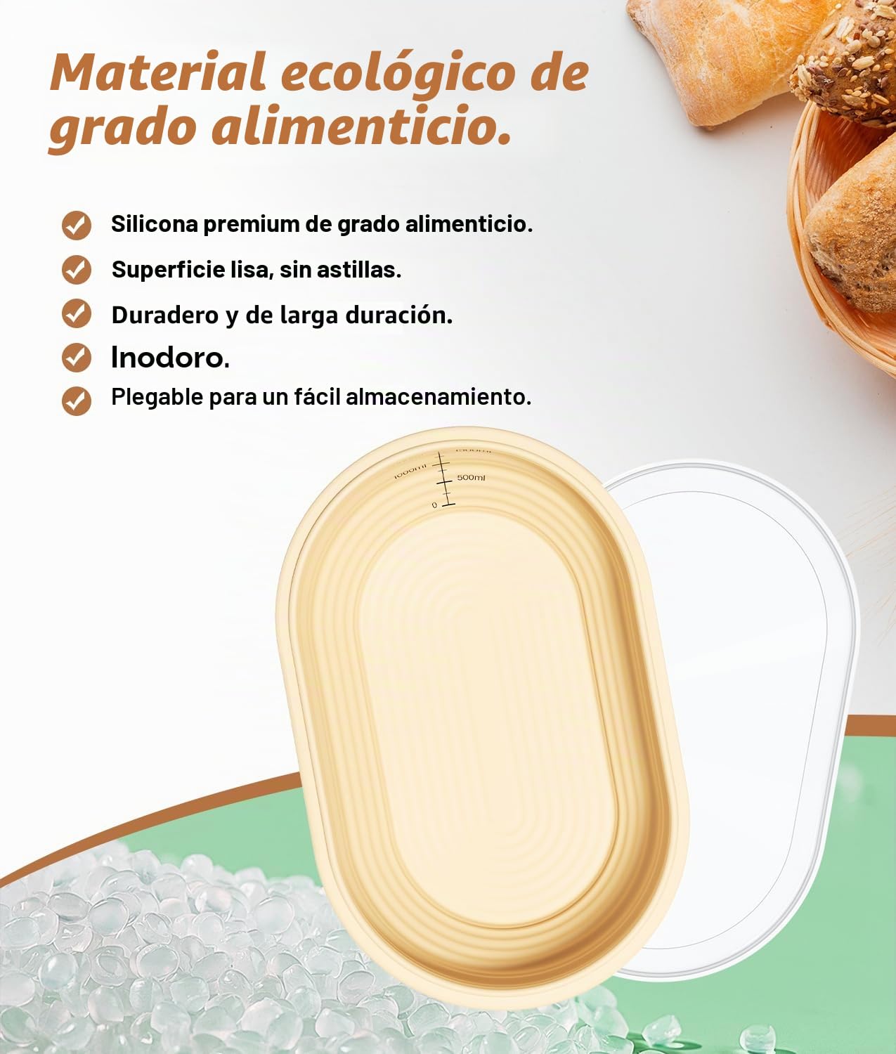 WADEO Juego de 18 piezas para fermentación de pan, Cámara de fermentación para masa madre con función de calentamiento: cesta de fermentación de 28 cm, termostato con 6 ajustes (25 °C-50 °C)