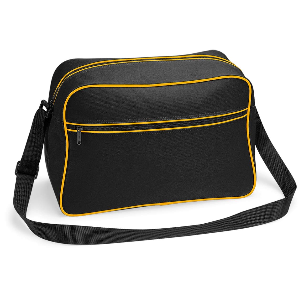 noTrash2003 Retro Shoulder Bag im Design der Siebziger, Schultertasche Sporttasche aus Polyester mit Paspelierung inkl. gratis Schlüsselanhänger