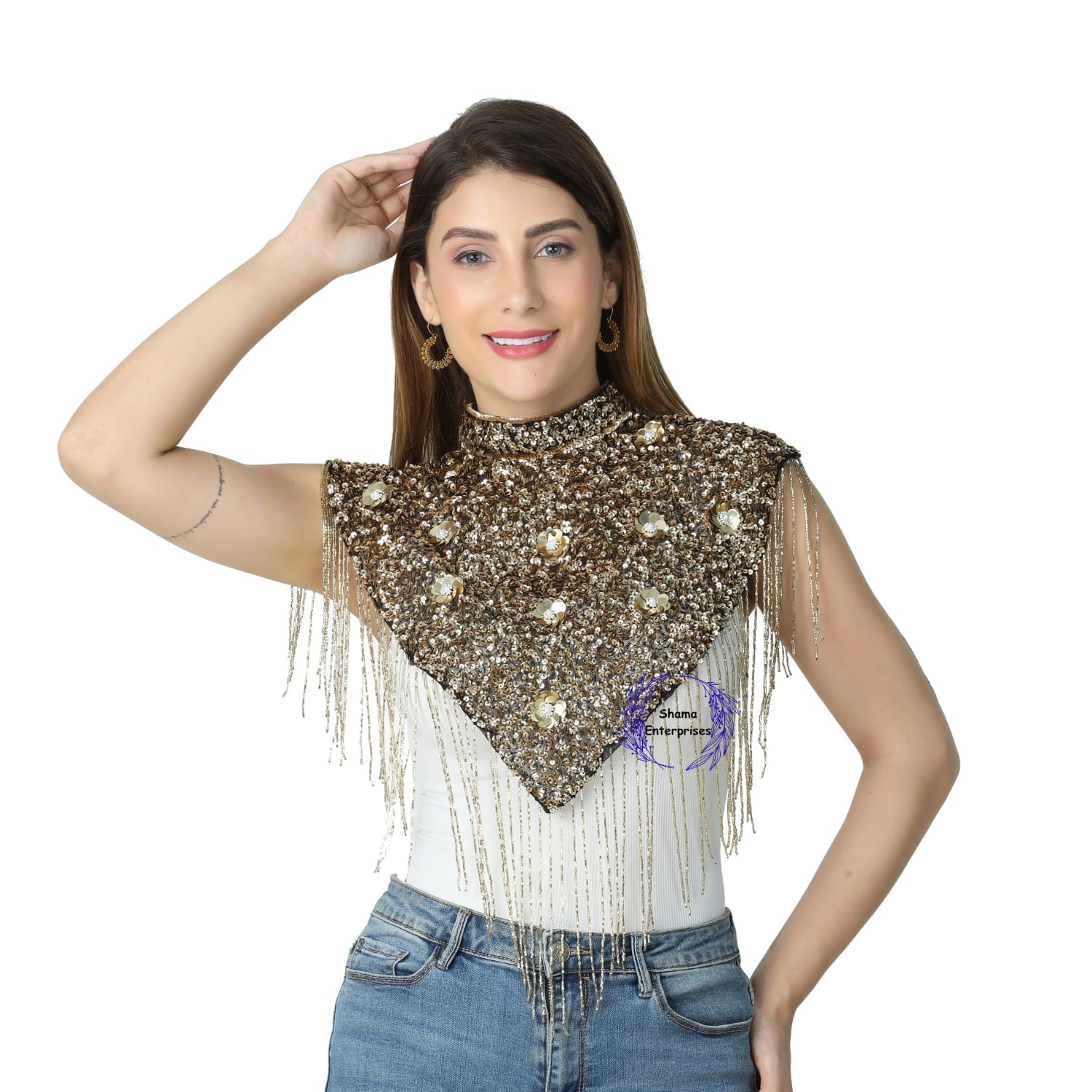 Women's for Net Poncho New Hand Bead Embroidery Designer Short Cape Poncho-picture-40