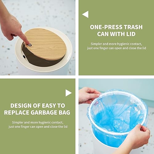 Miniatura 5 de Bote de basura de 18galones con tapa superior a presión moderno nórdico de plástico adecuado para cocina baño dormitorio sala de estar oficina o al