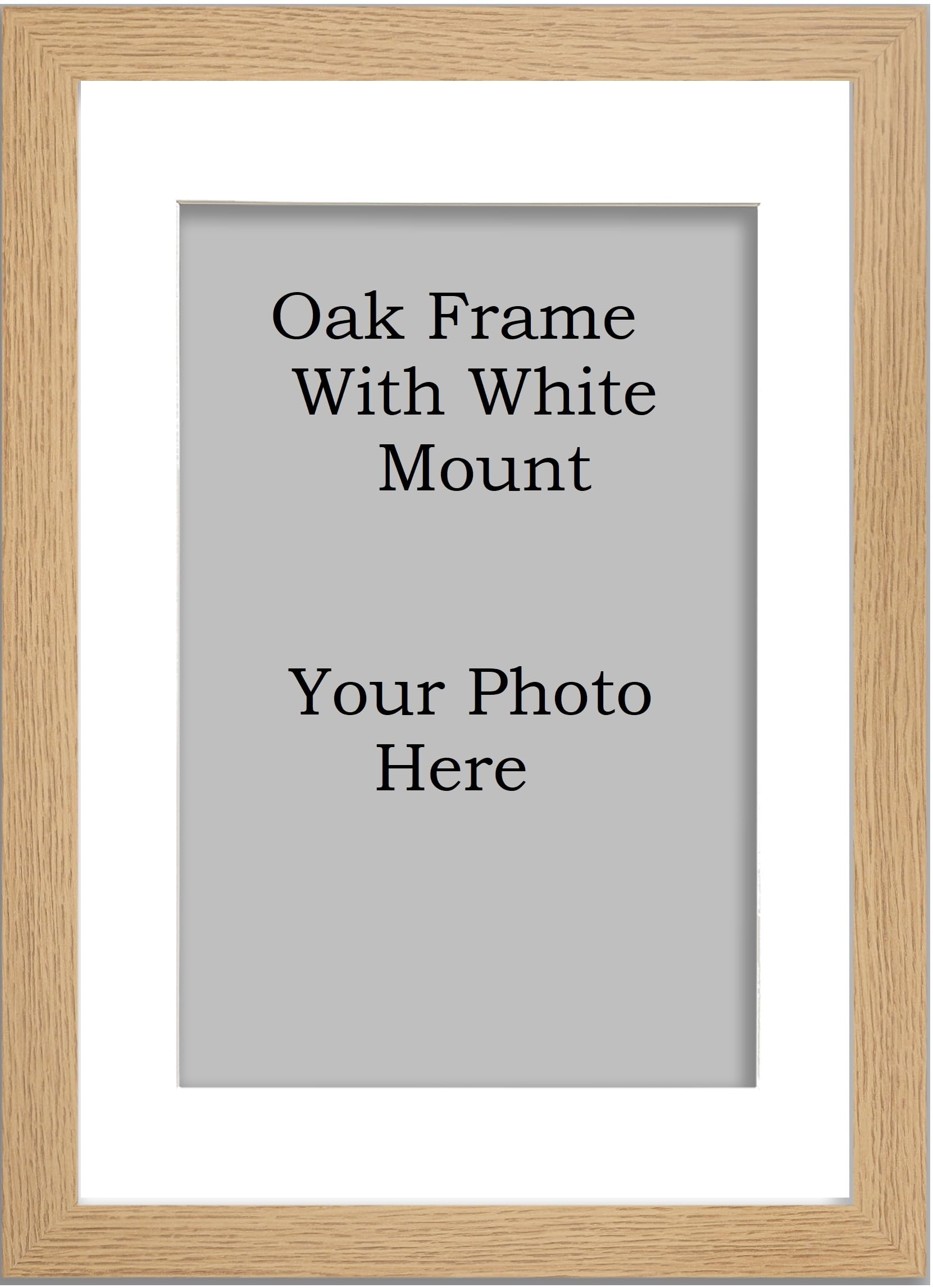Black,White,Oak,Picture,Photo,Poster Frames With White Mount (Oak Frame With White Mount, 70x50cm Frame For 60x40cm Picture Size)