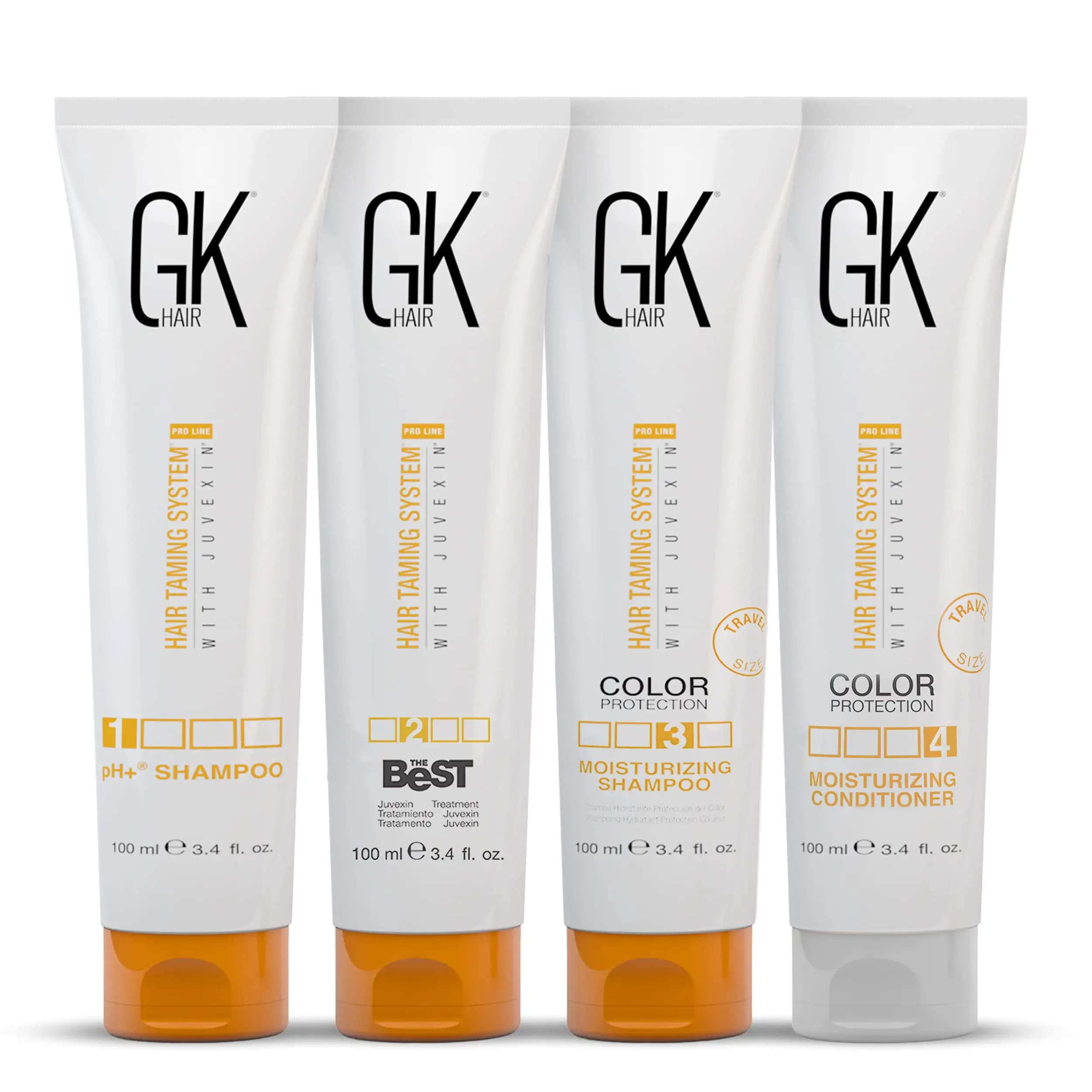 GK HAIR Global Keratin The Best Consumer Box Kit (100ml / 3.4 Fl Oz) Kit de tratamiento de alisado de queratina y alisado brasileño para un cabello natural sedoso y sin encrespamiento
