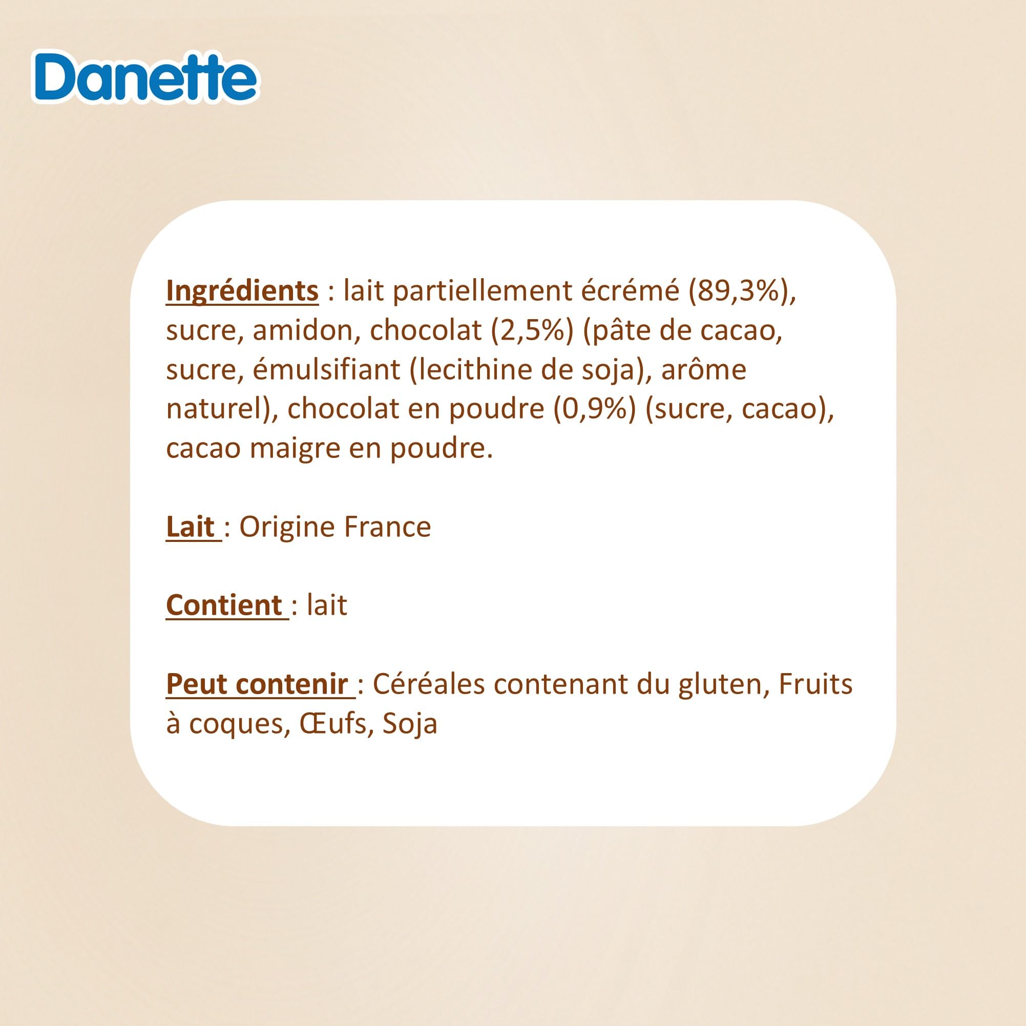 Danette Milkshake - Boisson gourmande - Saveur Chocolat - 250g - Lot de 6x250g