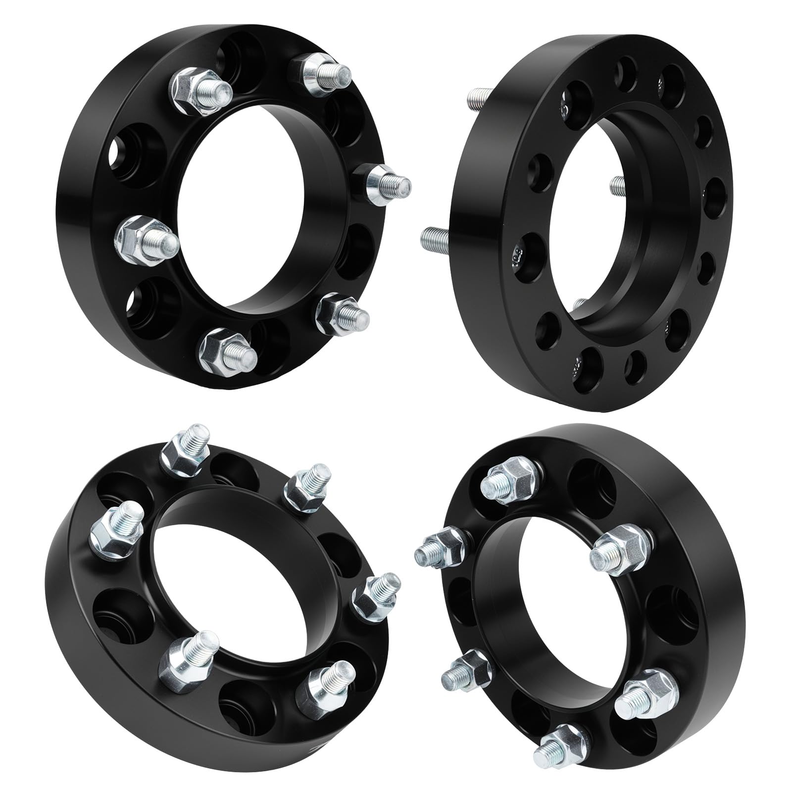 6x5.5 Wheel Spacers Hubcentric Real Forged Spacers Center Bore 106mm M12x1.5 Studs for Tacoma, 1.25"(31.75mm) 4Runner GX460 Tundra FJ Cruiser GX470 Land Cruiser Sequoia for 6 lug Set of 4 Black