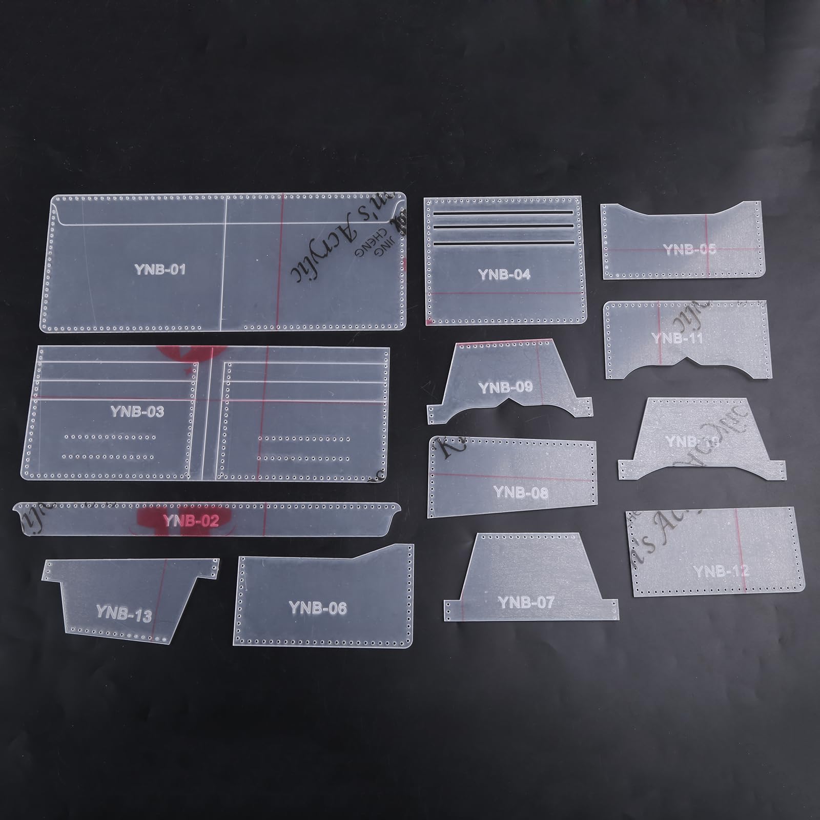 XFUYI Leather Craft Stencil Short Wallet Stencil Template 13pcs Clear Wallet Tools Wallet Purse Making Mold Acrylic