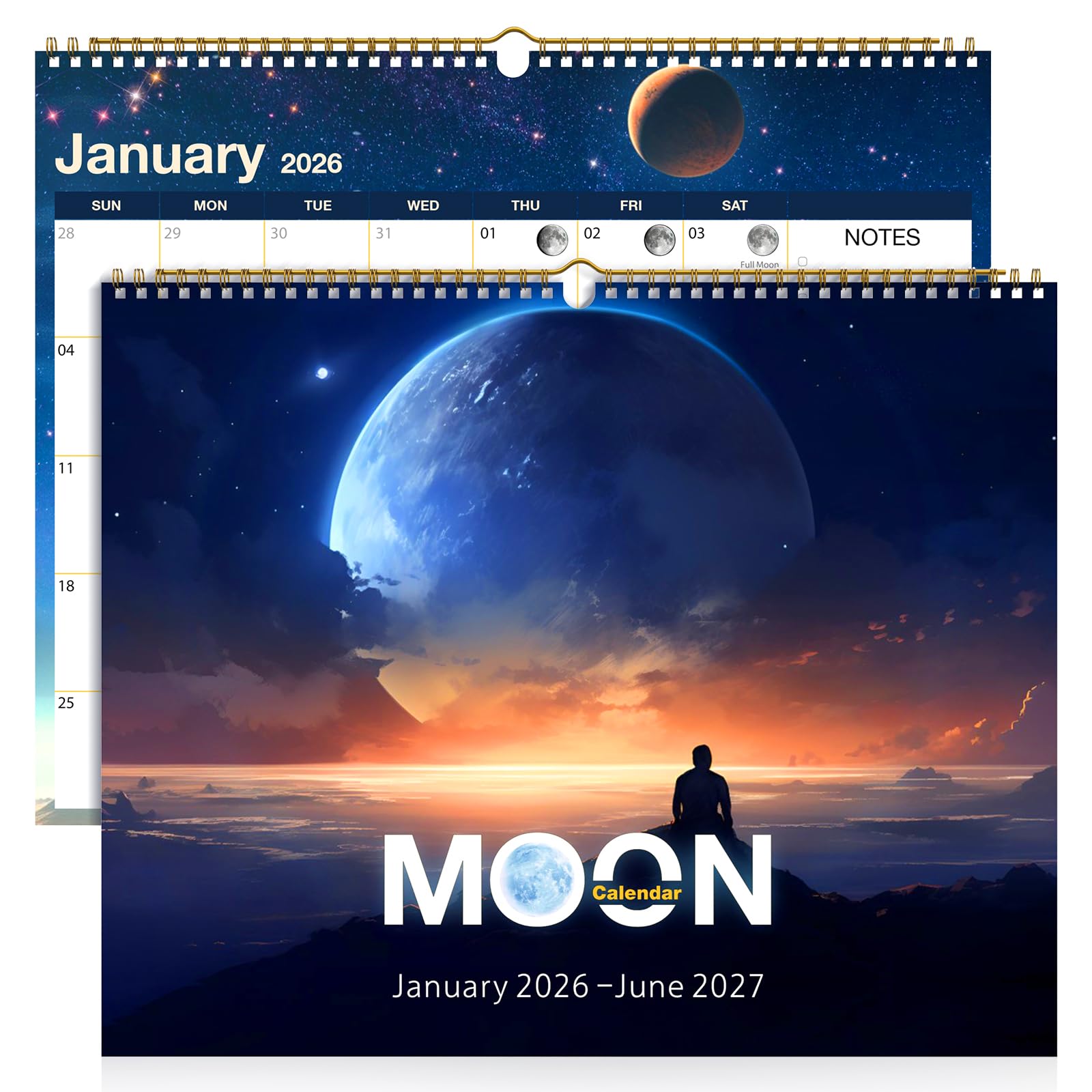 Calendrier mural 2026 – Calendrier lunaire 18 mois