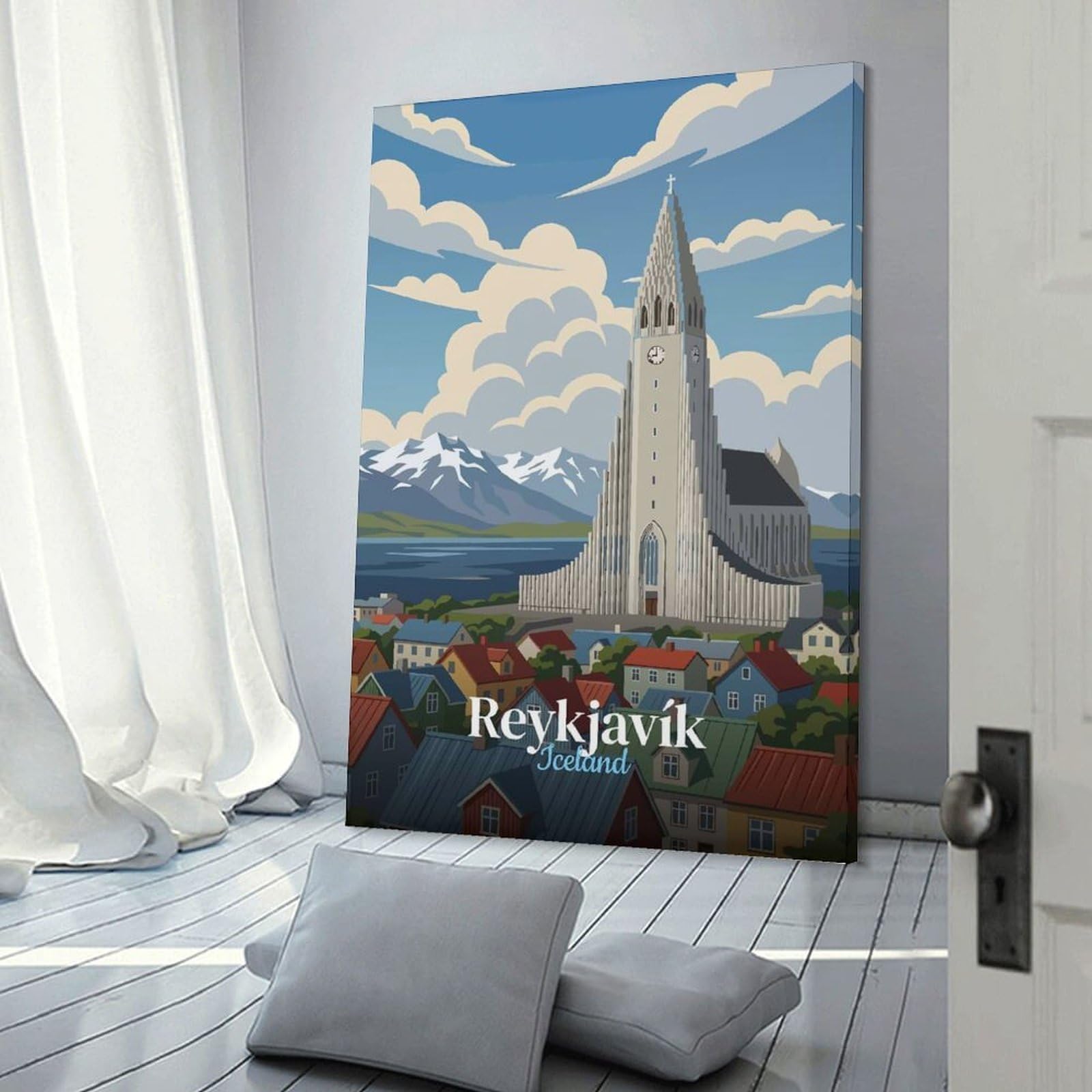 Junmoney Reykjavik Iceland Travel (4) Wall Art Print, 24x36inch(60x90cm), for Lounge Decor, Bedroom Walls Or Flats, Decorative Artwork for Empty Walls